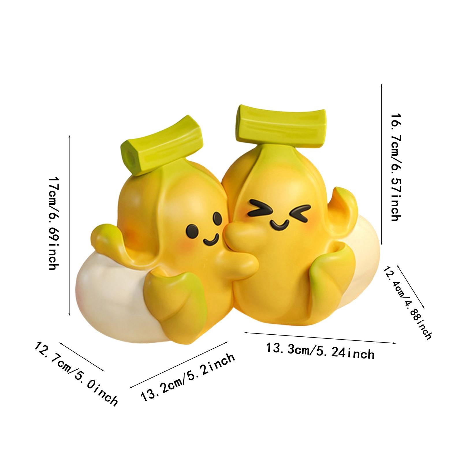 2 Pieces Cute Bookends Statue Novelty Resin Ornament for Hallway Living Room Bananas