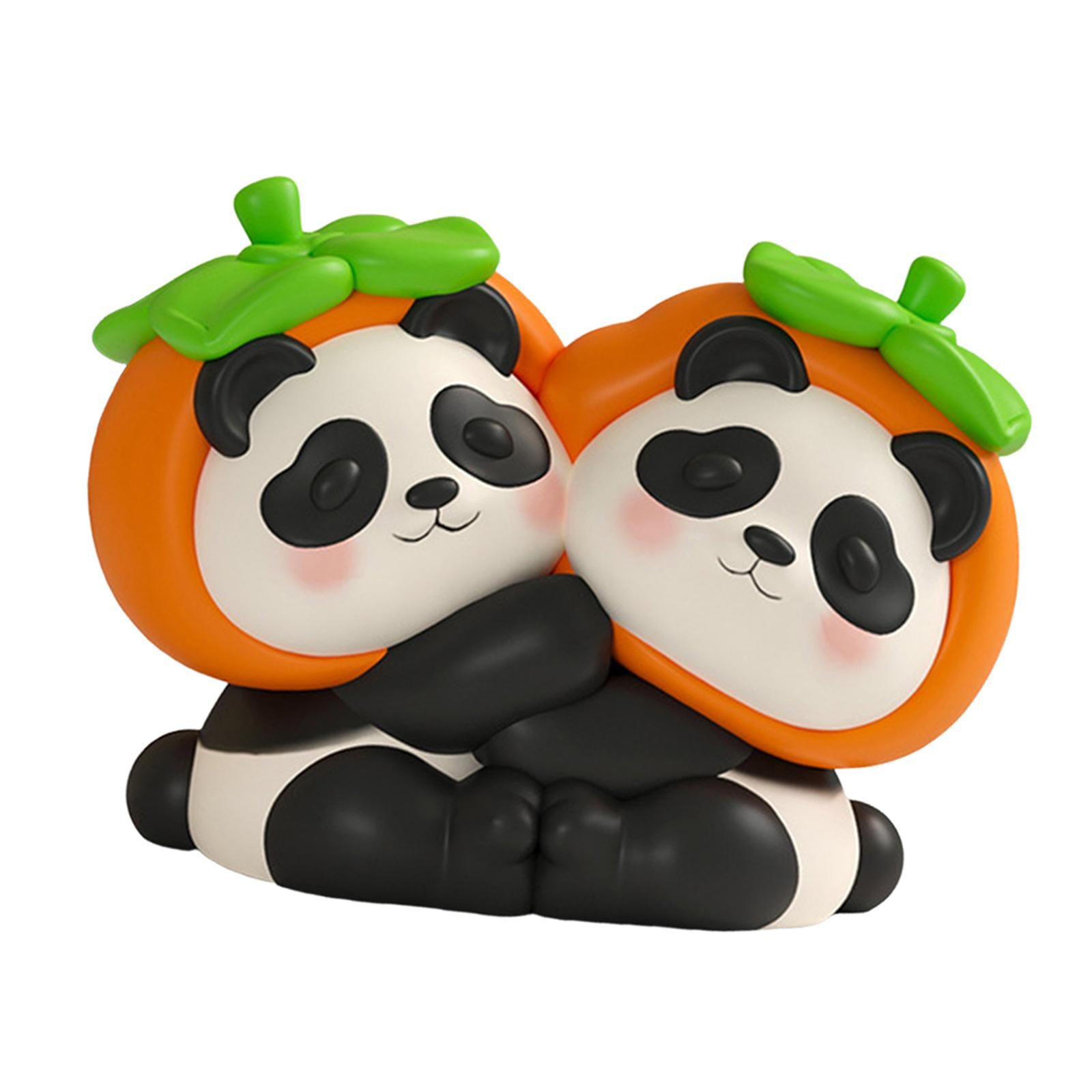 2 Pieces Cute Bookends Statue Novelty Resin Ornament for Hallway Living Room Pandas