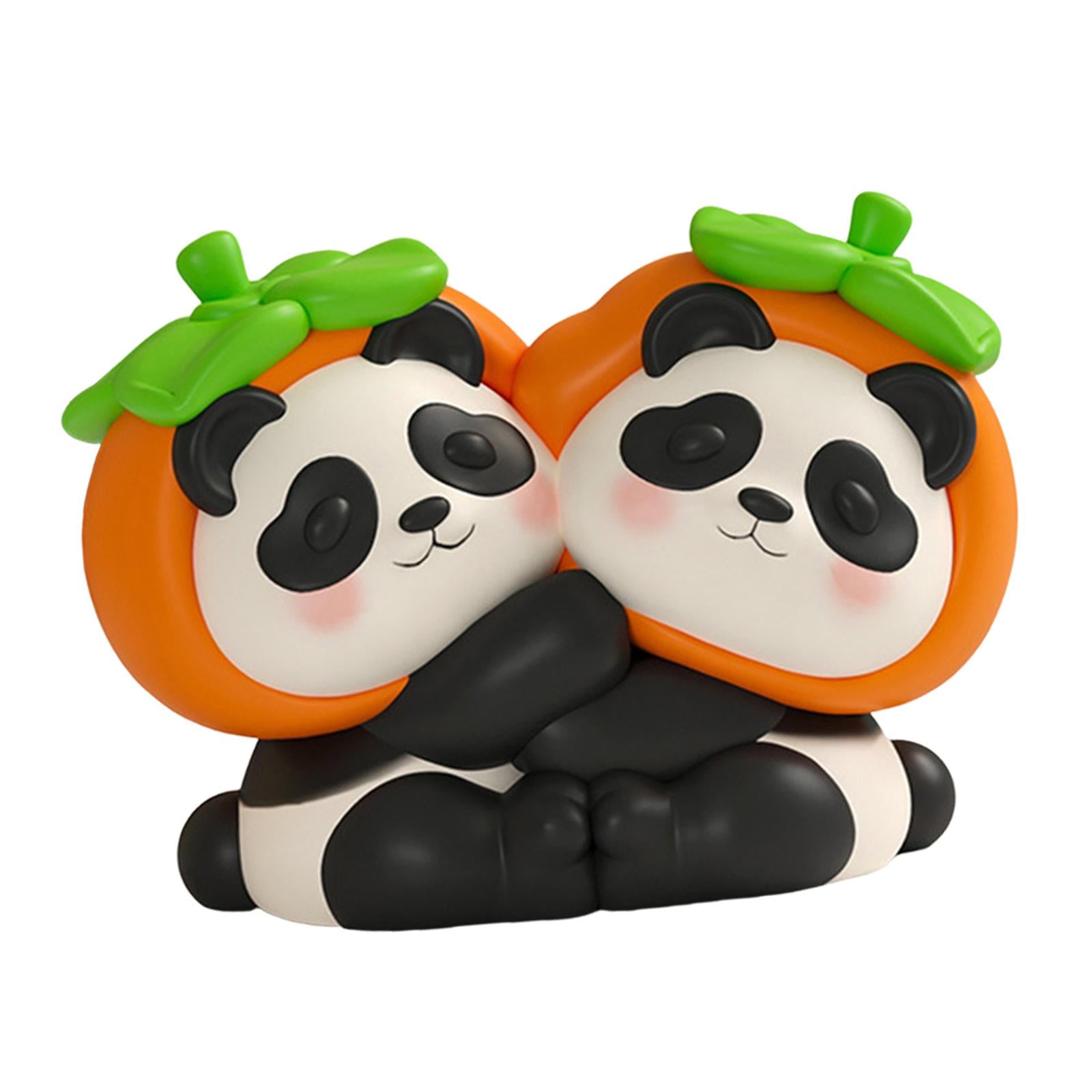 2 Pieces Cute Bookends Statue Novelty Resin Ornament for Hallway Living Room Pandas