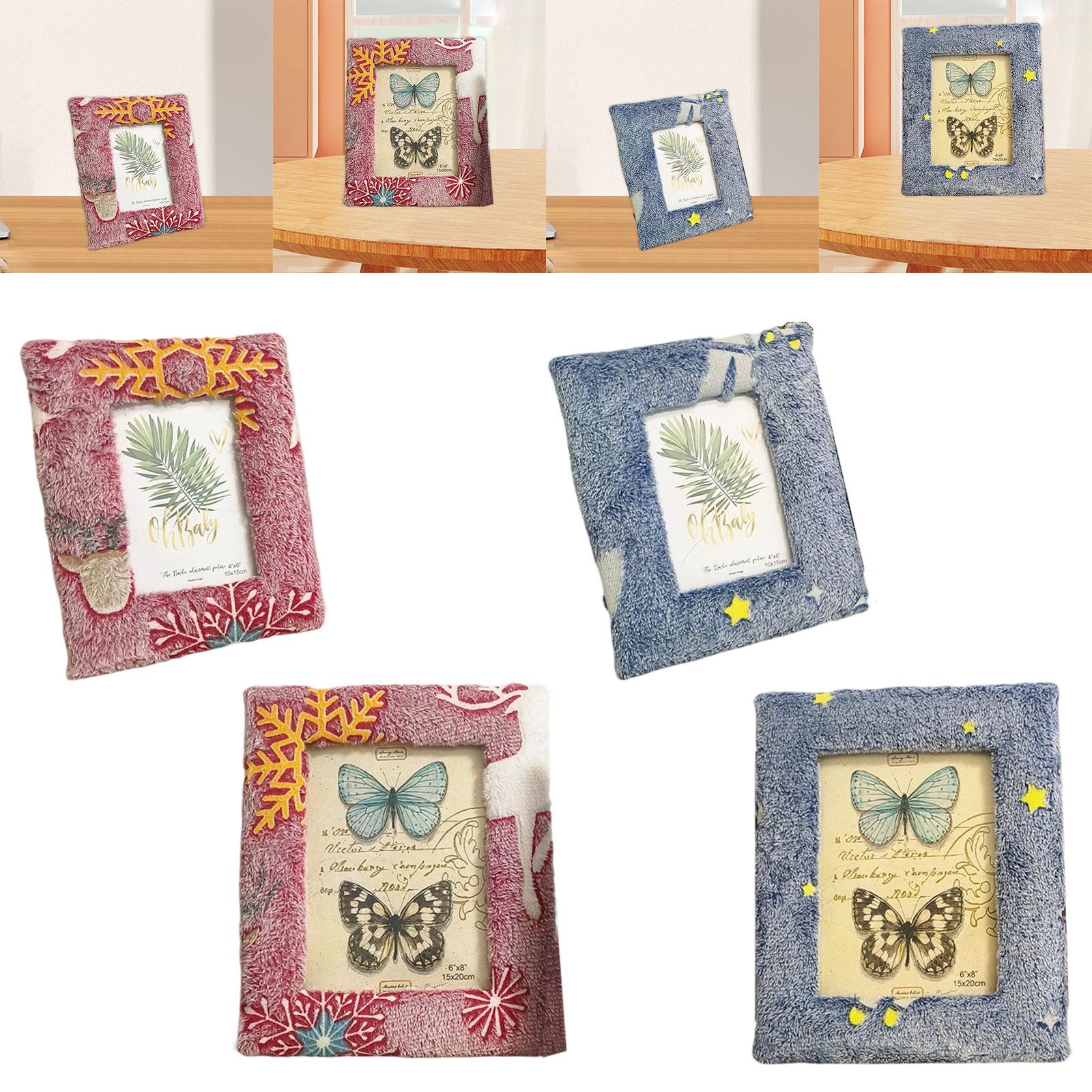 Plush Picture Frame Artwork Photo Holder for Office NightStand Bedside Table 18.5cmx23.5cm Red
