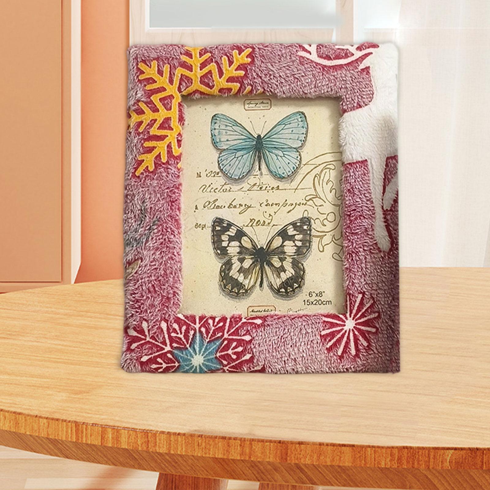 Plush Picture Frame Artwork Photo Holder for Office NightStand Bedside Table 20.5cmx25.5cm Red