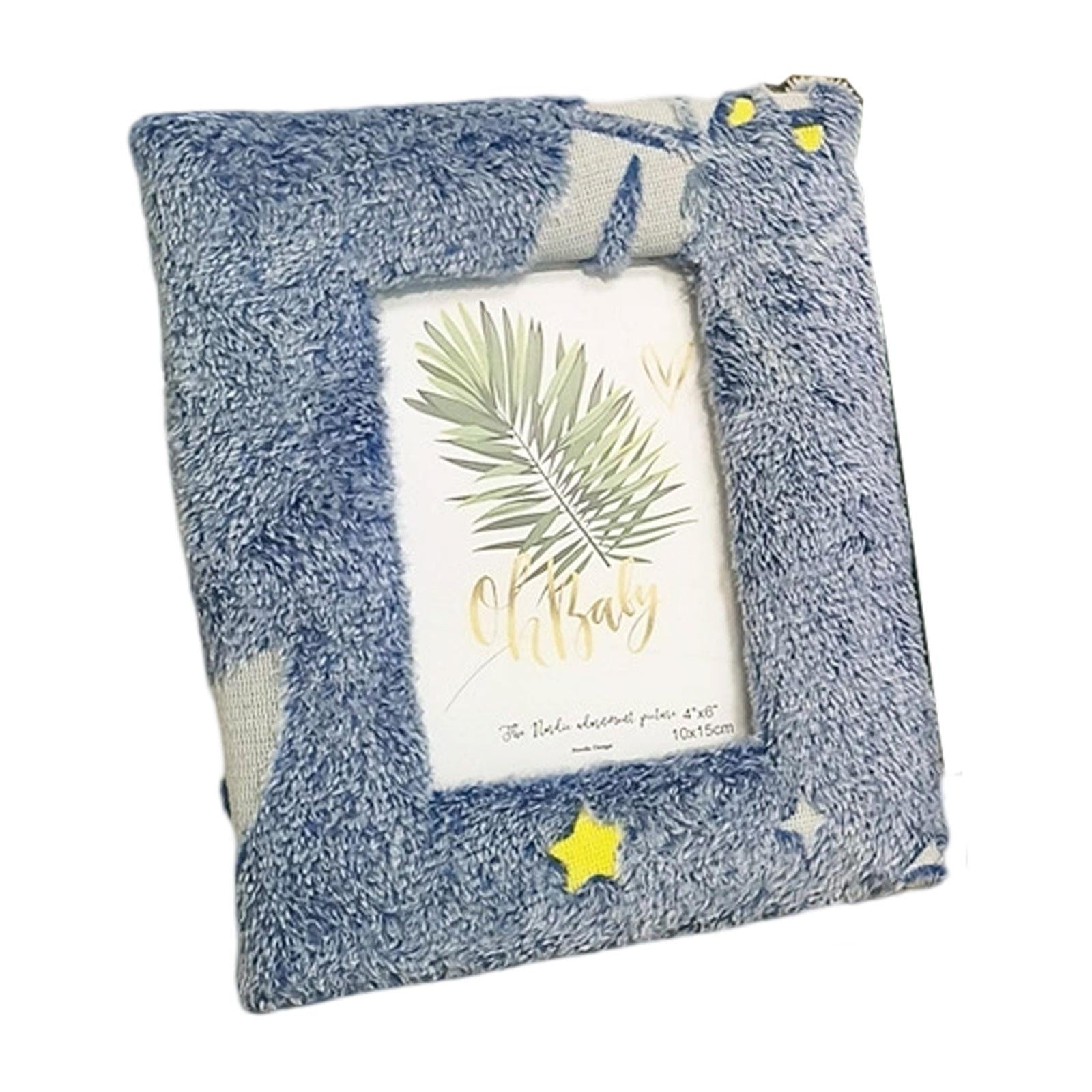Plush Picture Frame Artwork Photo Holder for Office NightStand Bedside Table 18.5cmx23.5cm Blue