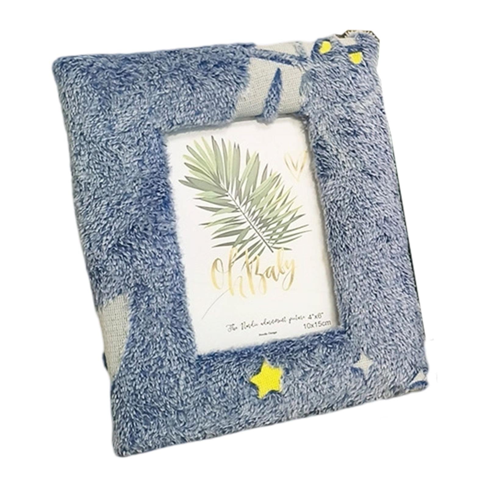 Plush Picture Frame Artwork Photo Holder for Office NightStand Bedside Table 18.5cmx23.5cm Blue