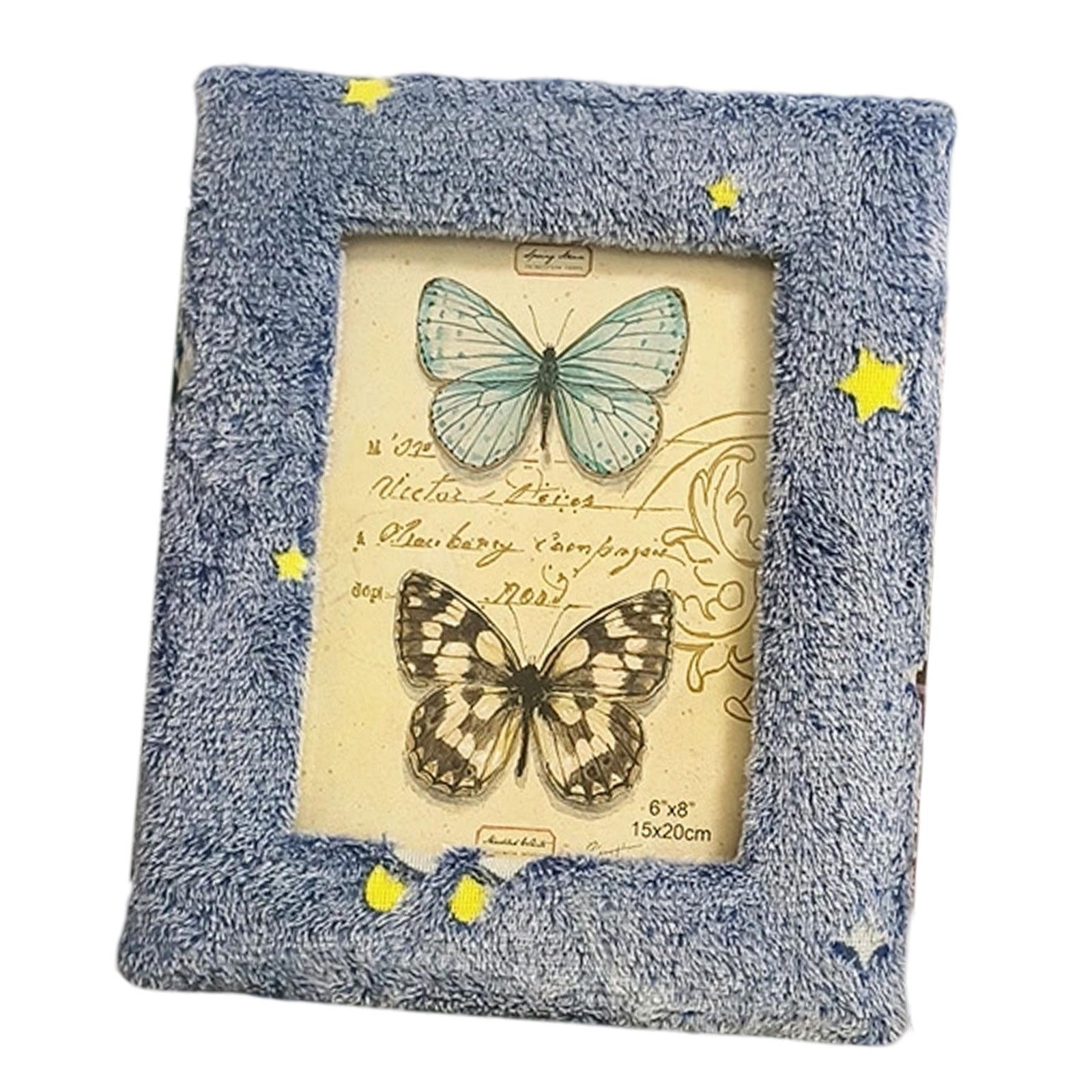 Plush Picture Frame Artwork Photo Holder for Office NightStand Bedside Table 20.5cmx25.5cm Blue
