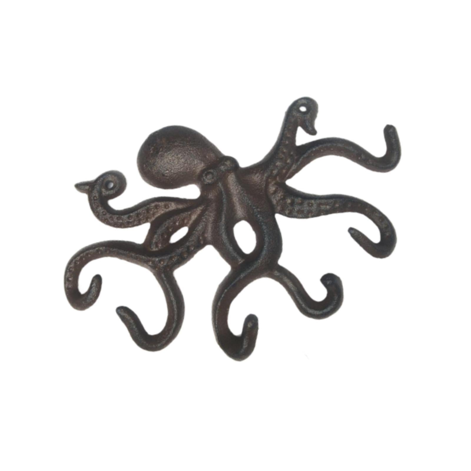 Cast Iron Octopus Coat Hook Rustic Key Hook for Bathroom Indoor Outdoor Yard