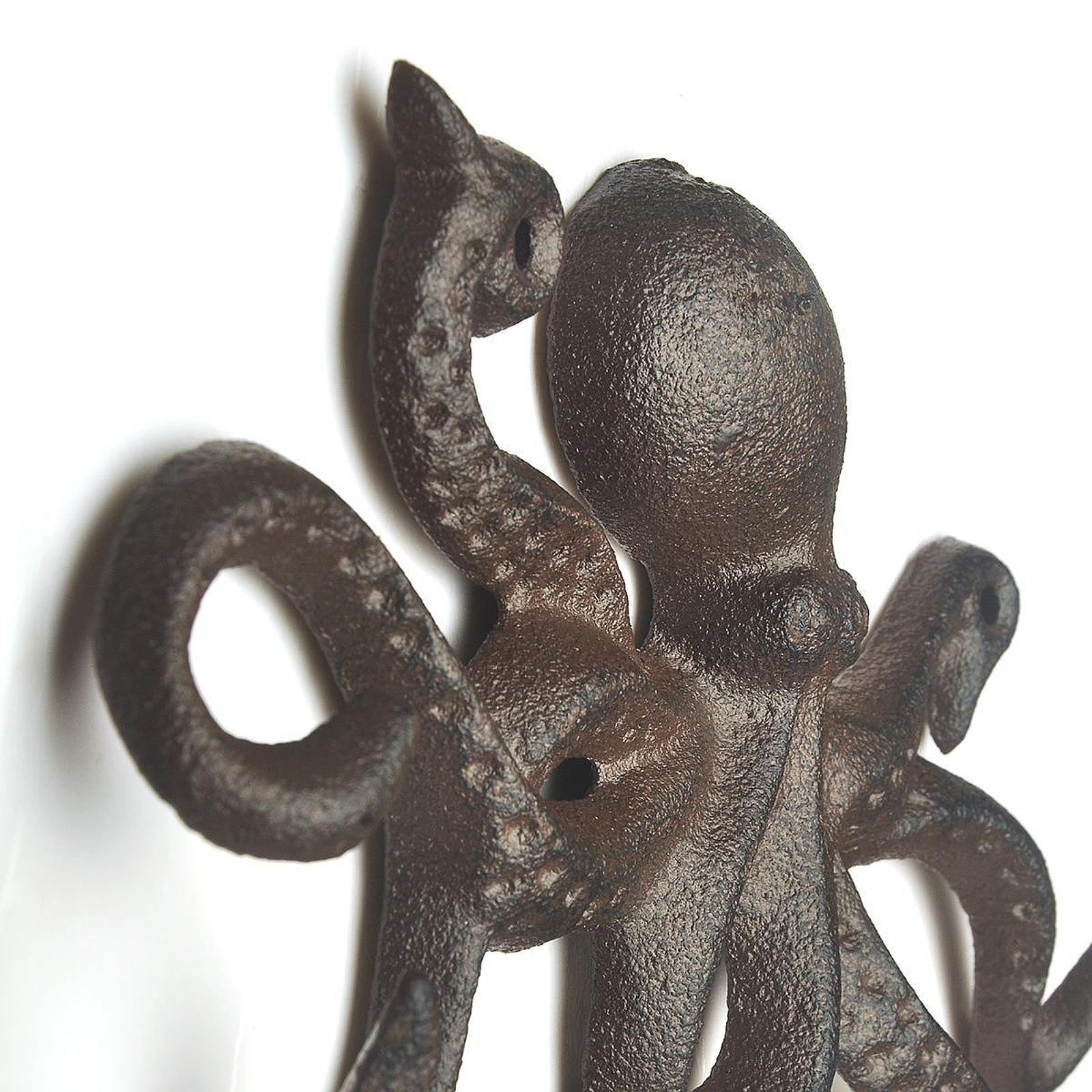 Cast Iron Octopus Coat Hook Rustic Key Hook for Bathroom Indoor Outdoor Yard