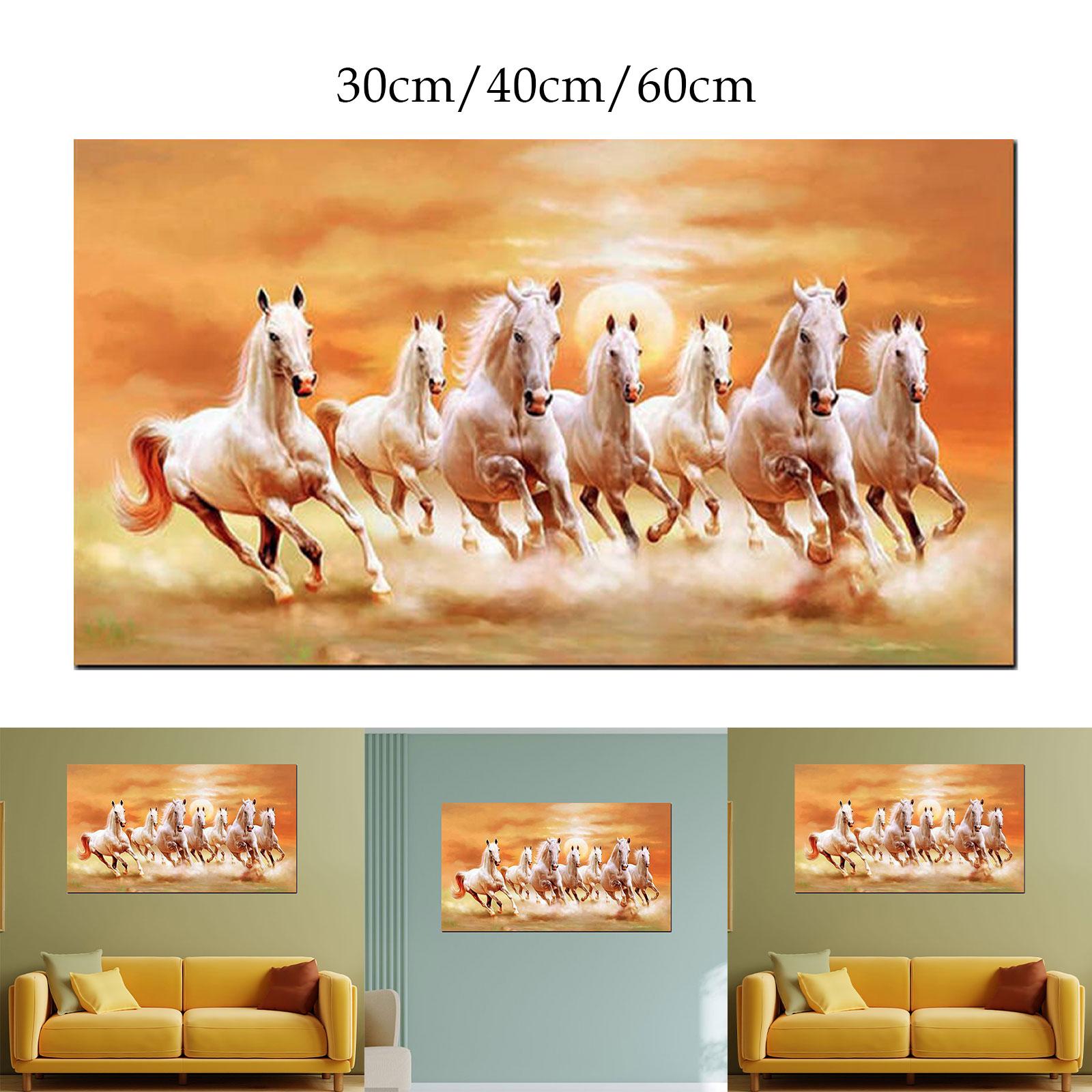 Horse Wall Art Animal Painting Gift Decorative Unframed for Hall Room Office Length 60 cm