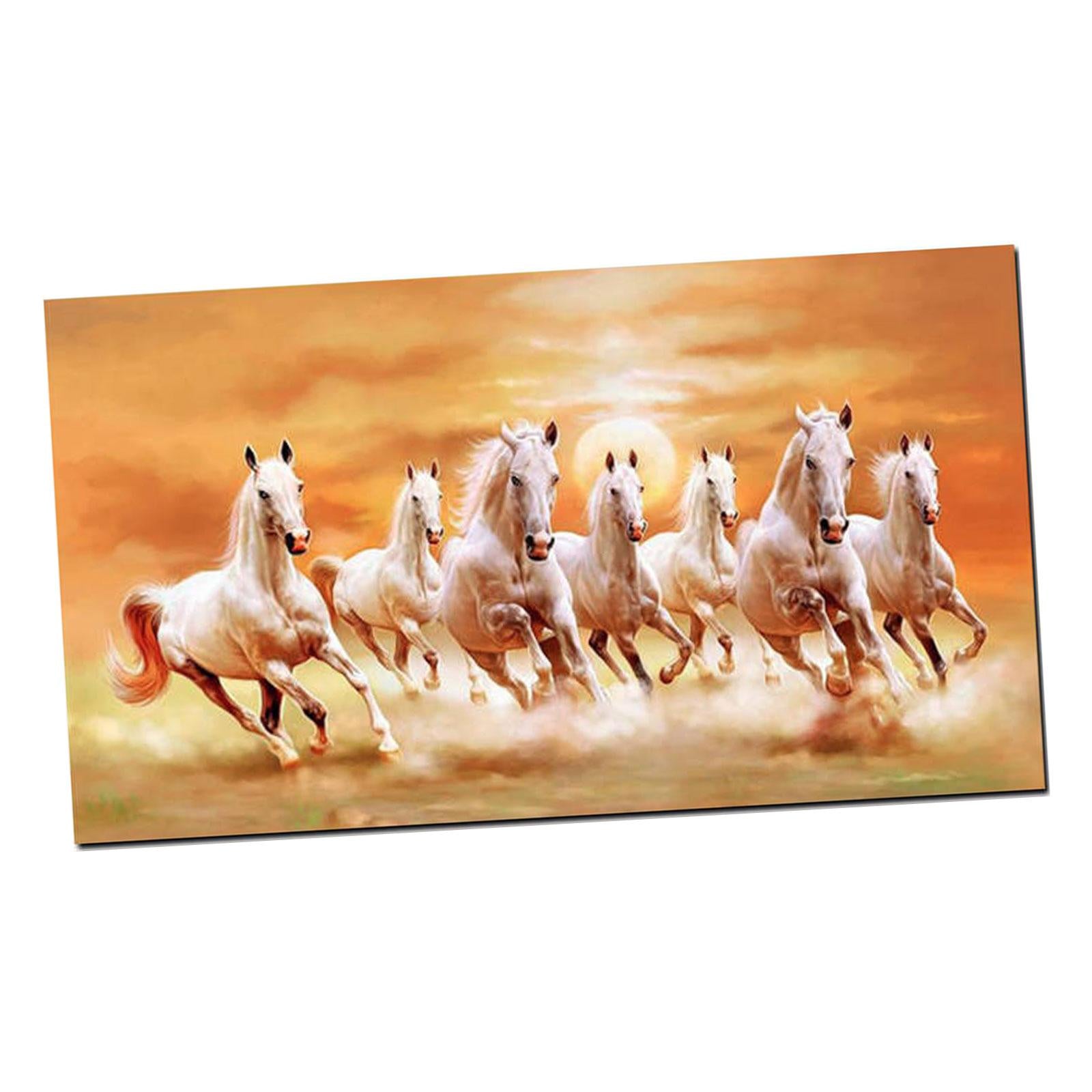 Horse Wall Art Animal Painting Gift Decorative Unframed for Hall Room Office Length 60 cm