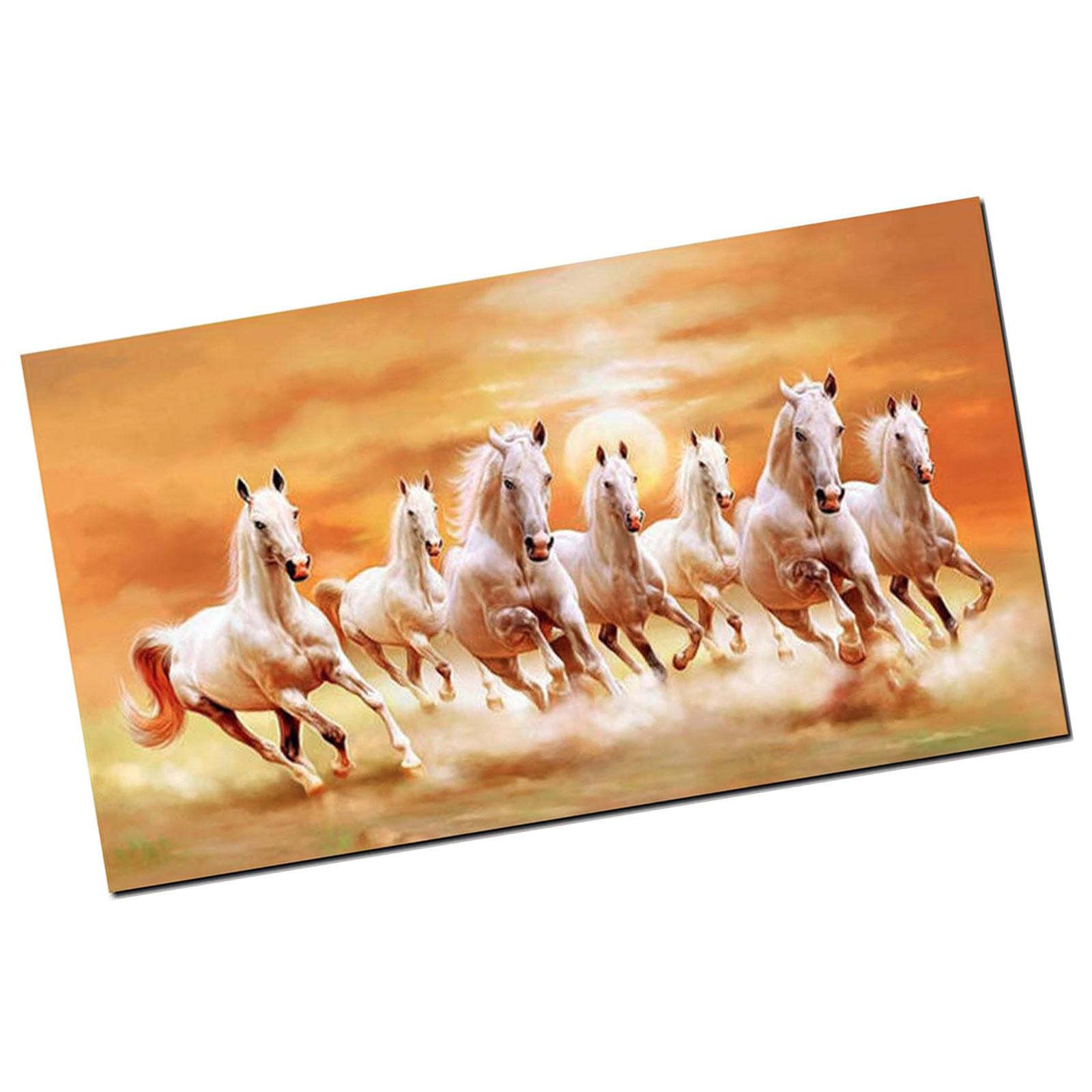 Horse Wall Art Animal Painting Gift Decorative Unframed for Hall Room Office Length 80 cm