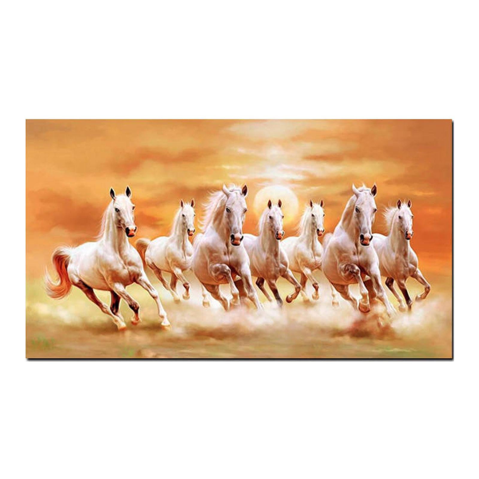 Horse Wall Art Animal Painting Gift Decorative Unframed for Hall Room Office Length 80 cm