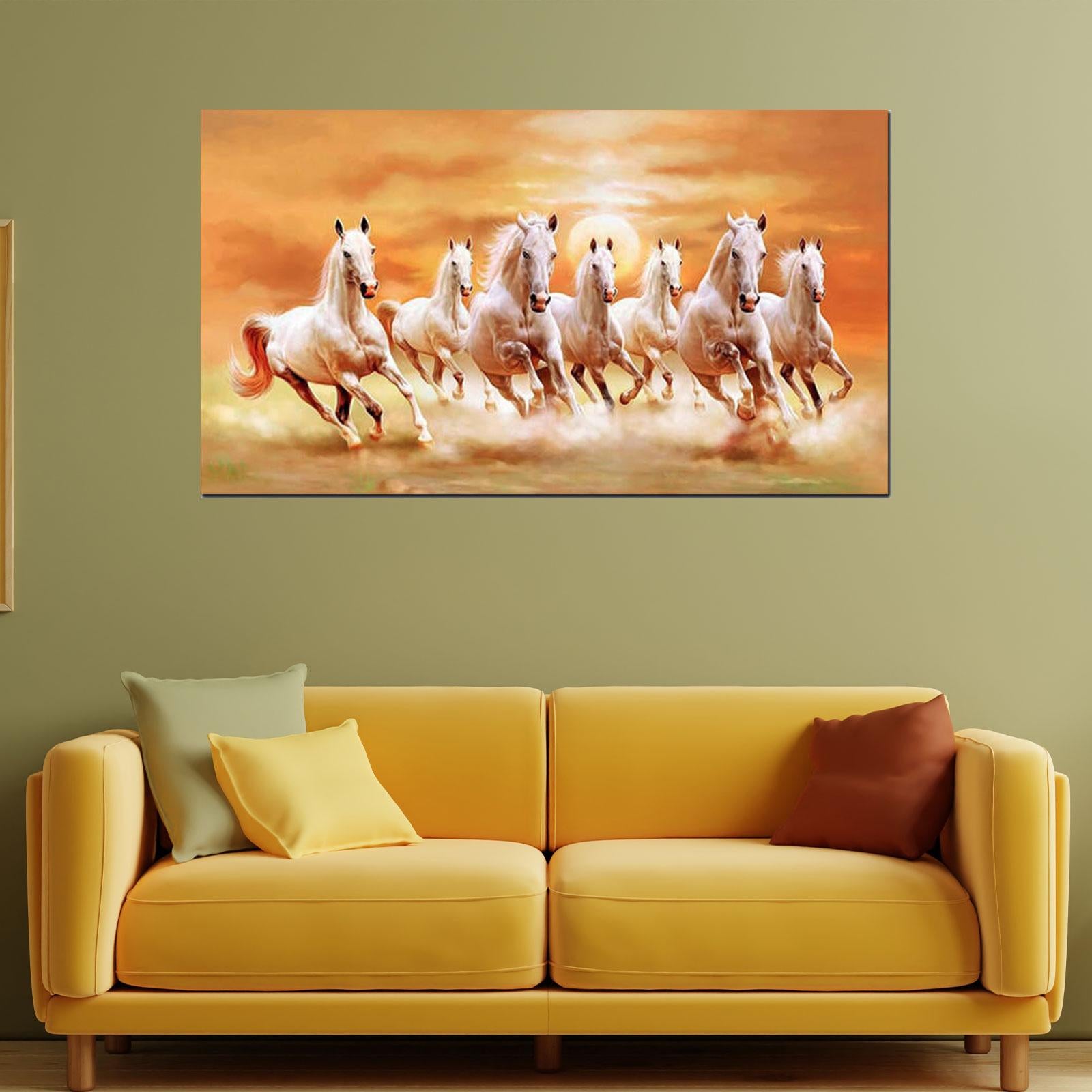 Horse Wall Art Animal Painting Gift Decorative Unframed for Hall Room Office Length 80 cm