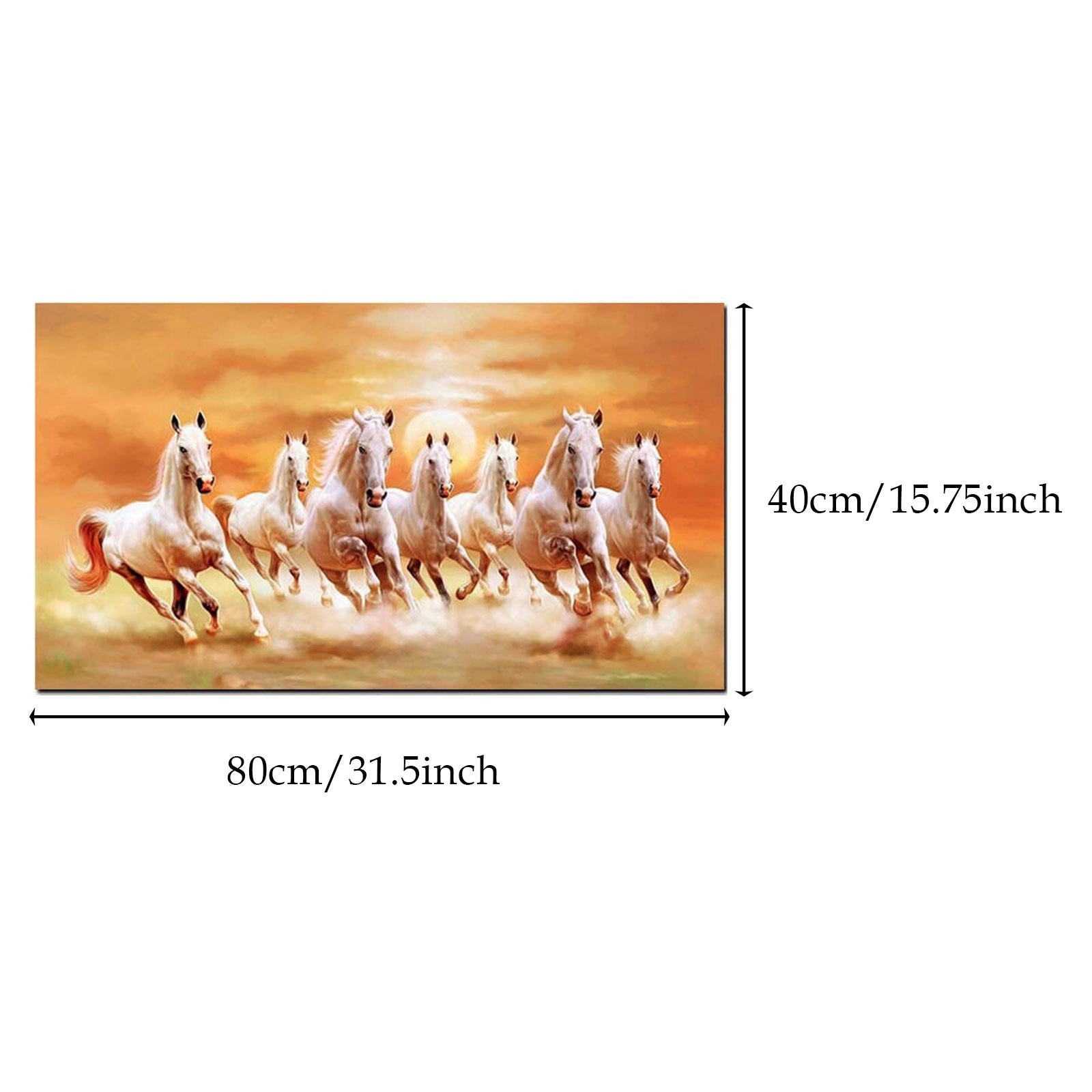 Horse Wall Art Animal Painting Gift Decorative Unframed for Hall Room Office Length 80 cm