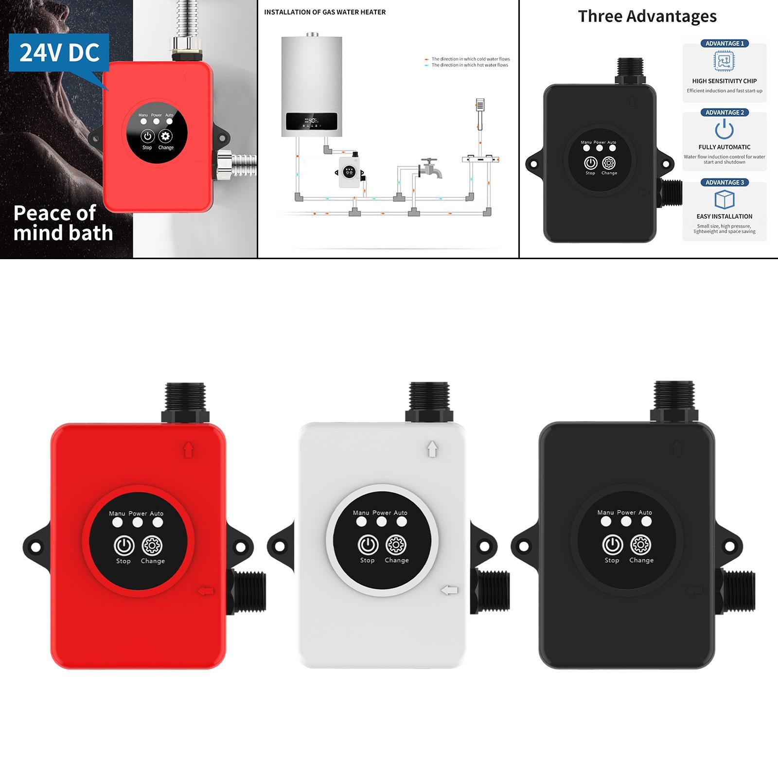 Water Pressure Pump Quiet Powerful Sturdy Accessories for Shower Garden Home Red