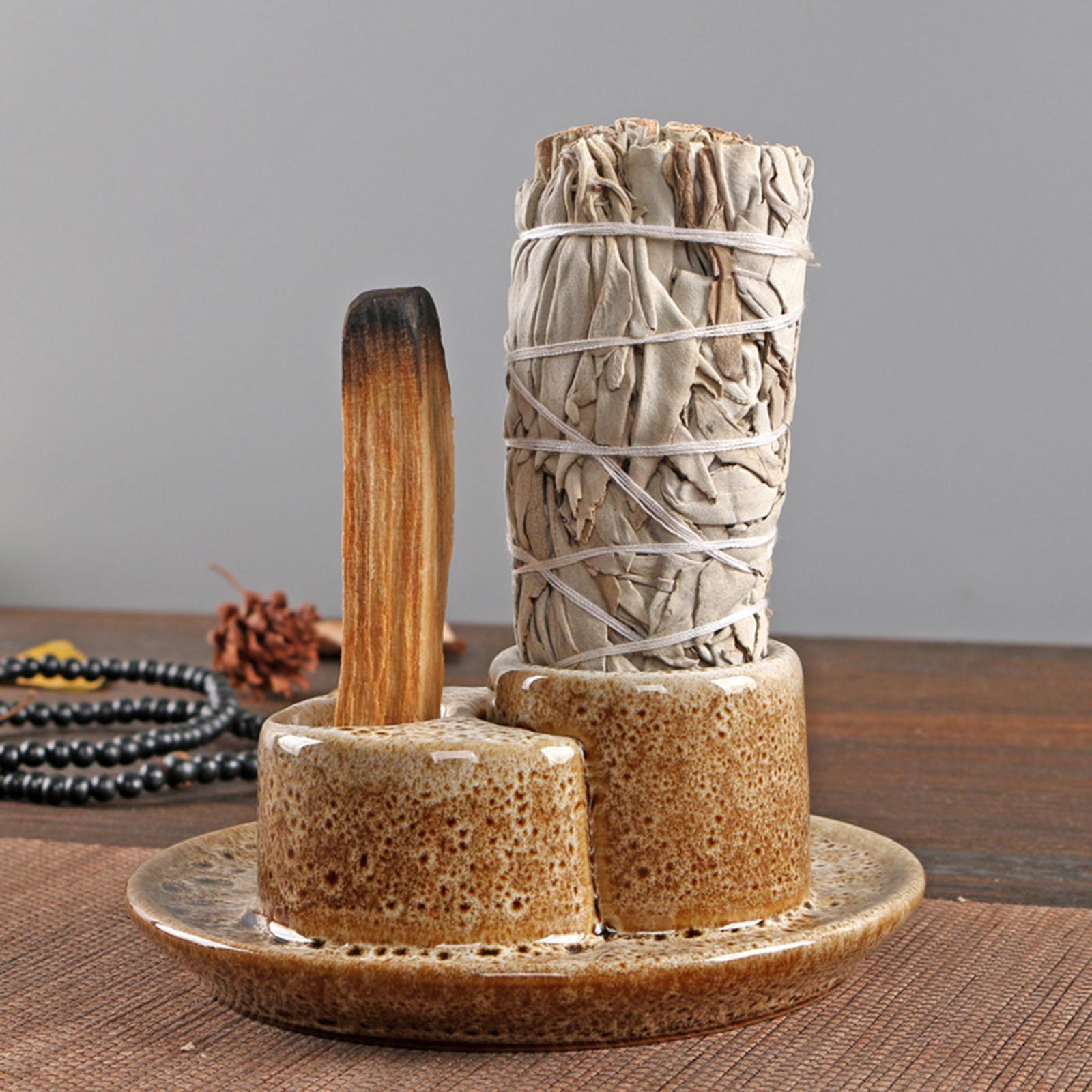 Incense Holder Portable Gift Incense Stick Holder for Desk Study Room Office Brown
