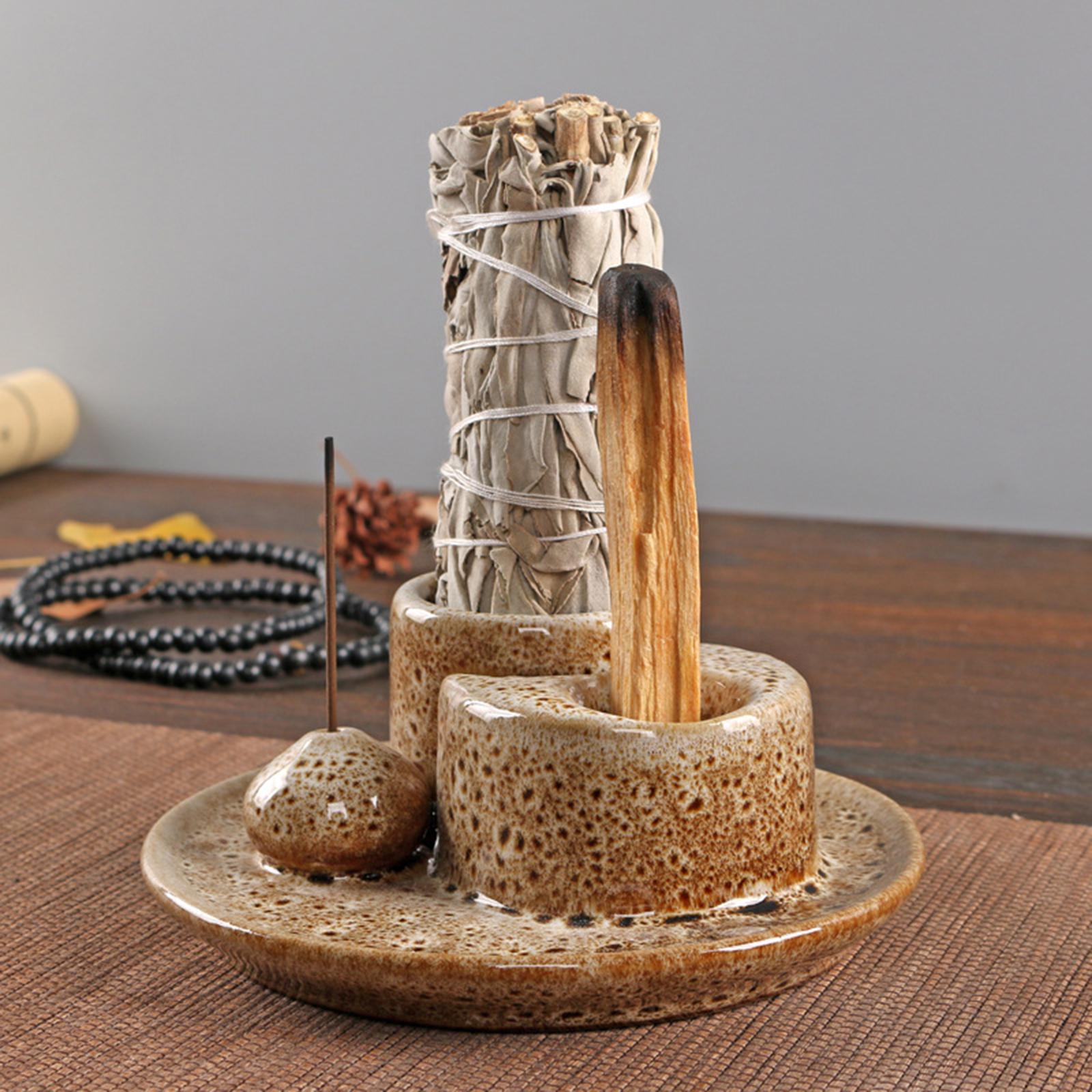 Incense Holder Portable Gift Incense Stick Holder for Desk Study Room Office Brown