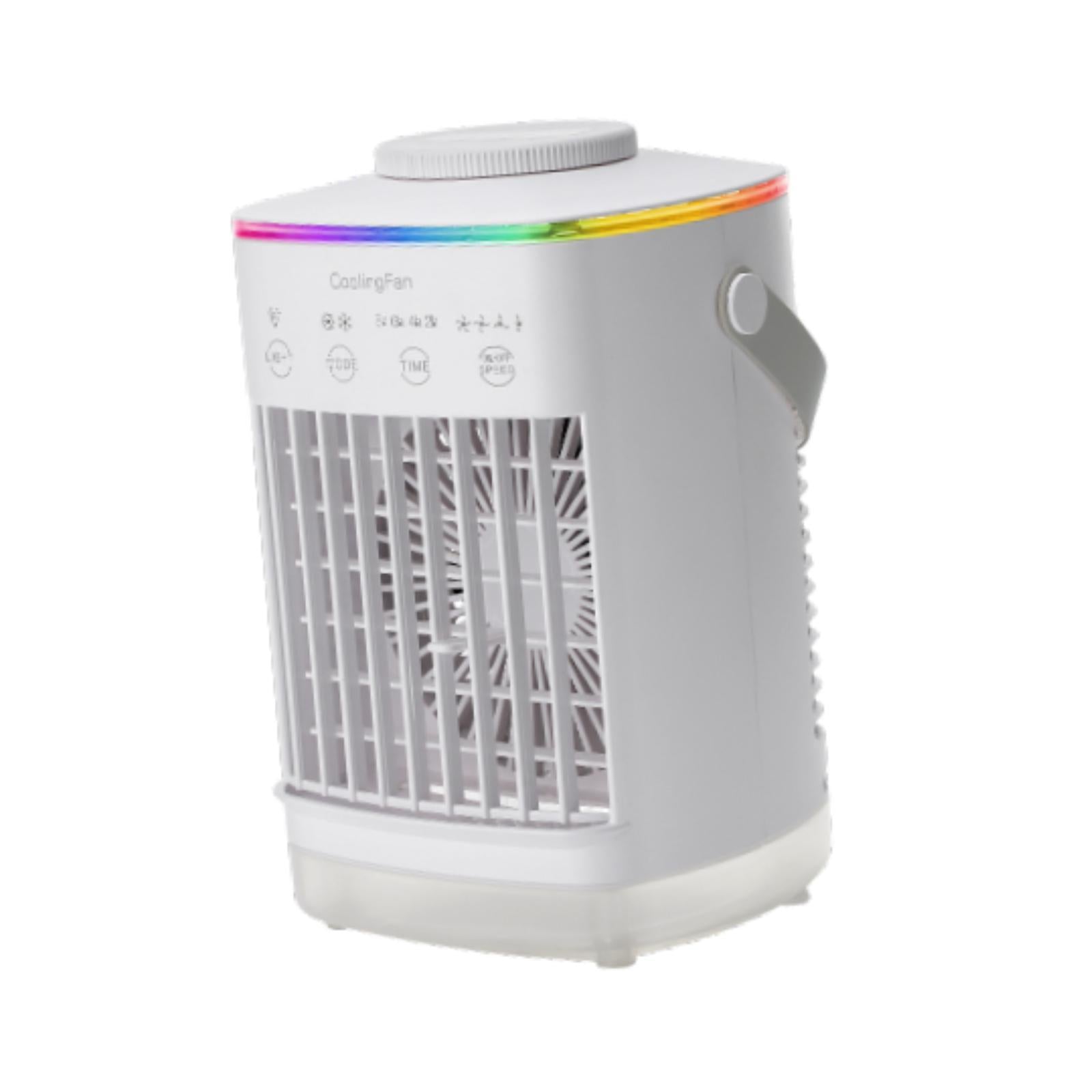 Mini Air Cooling Humidifier 7 Colors Light Desk Fan for Camping Room Bedroom