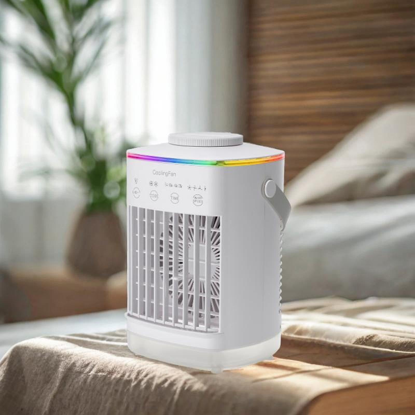 Mini Air Cooling Humidifier 7 Colors Light Desk Fan for Camping Room Bedroom