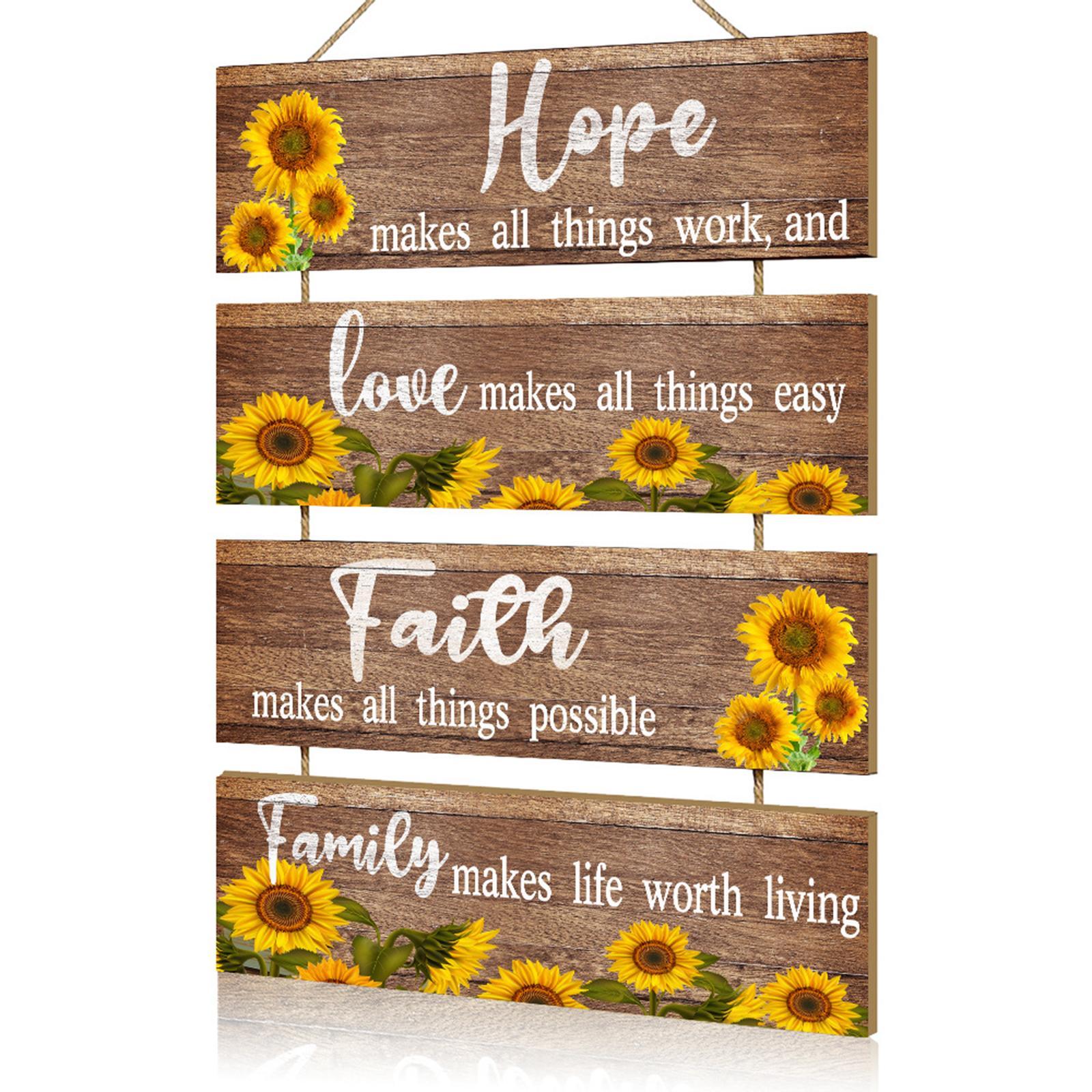 Sunflower Wooden Signs Artwork Wall Decor for Dining Room Dining Hall Garden