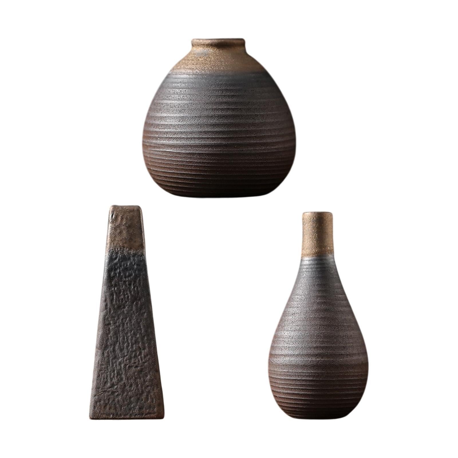 Rustic Ceramic Vase Flowerpot Flower Arrangement for Living Room Table Shelf 7.8cmx8.3cm