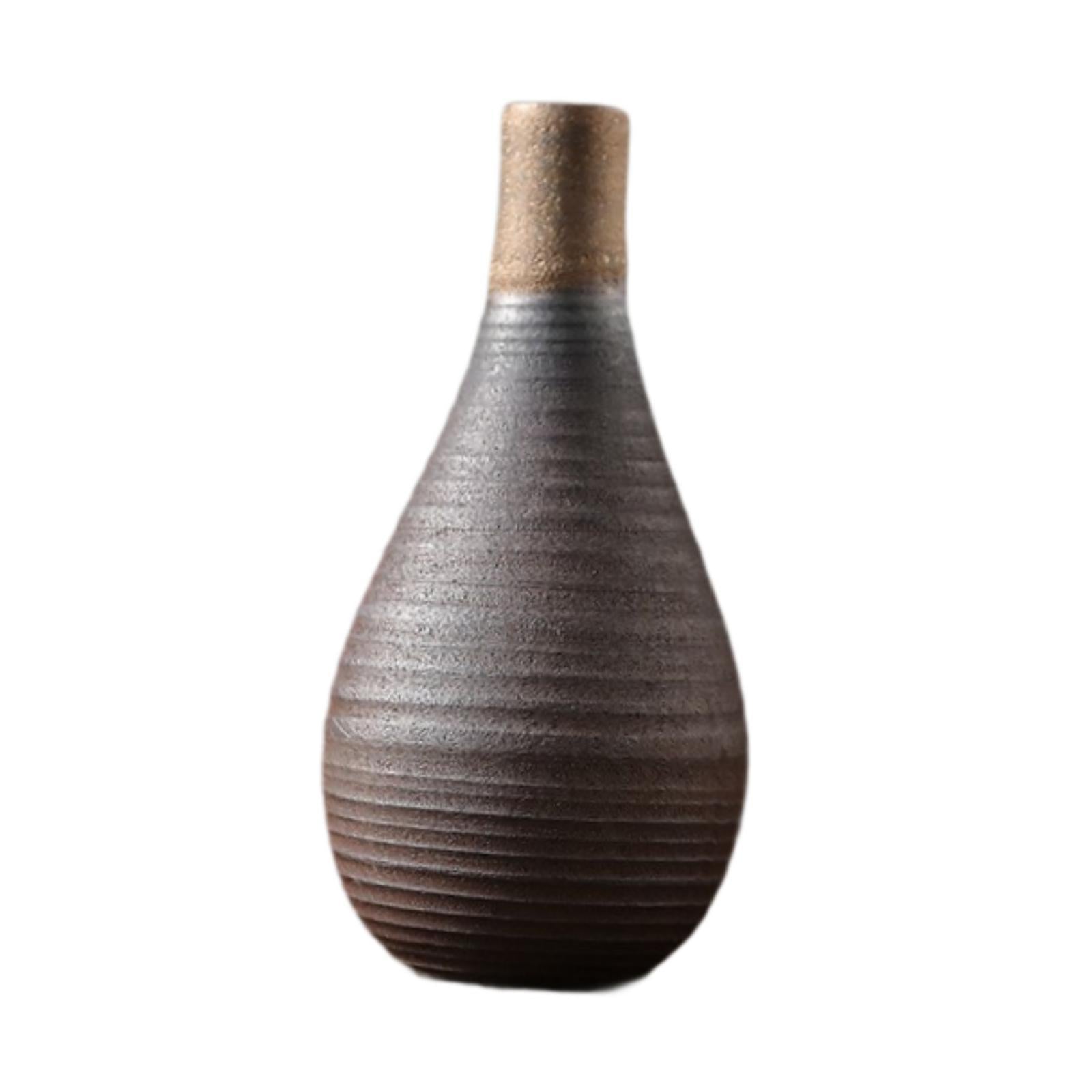 Rustic Ceramic Vase Flowerpot Flower Arrangement for Living Room Table Shelf 6cmx13.2cm