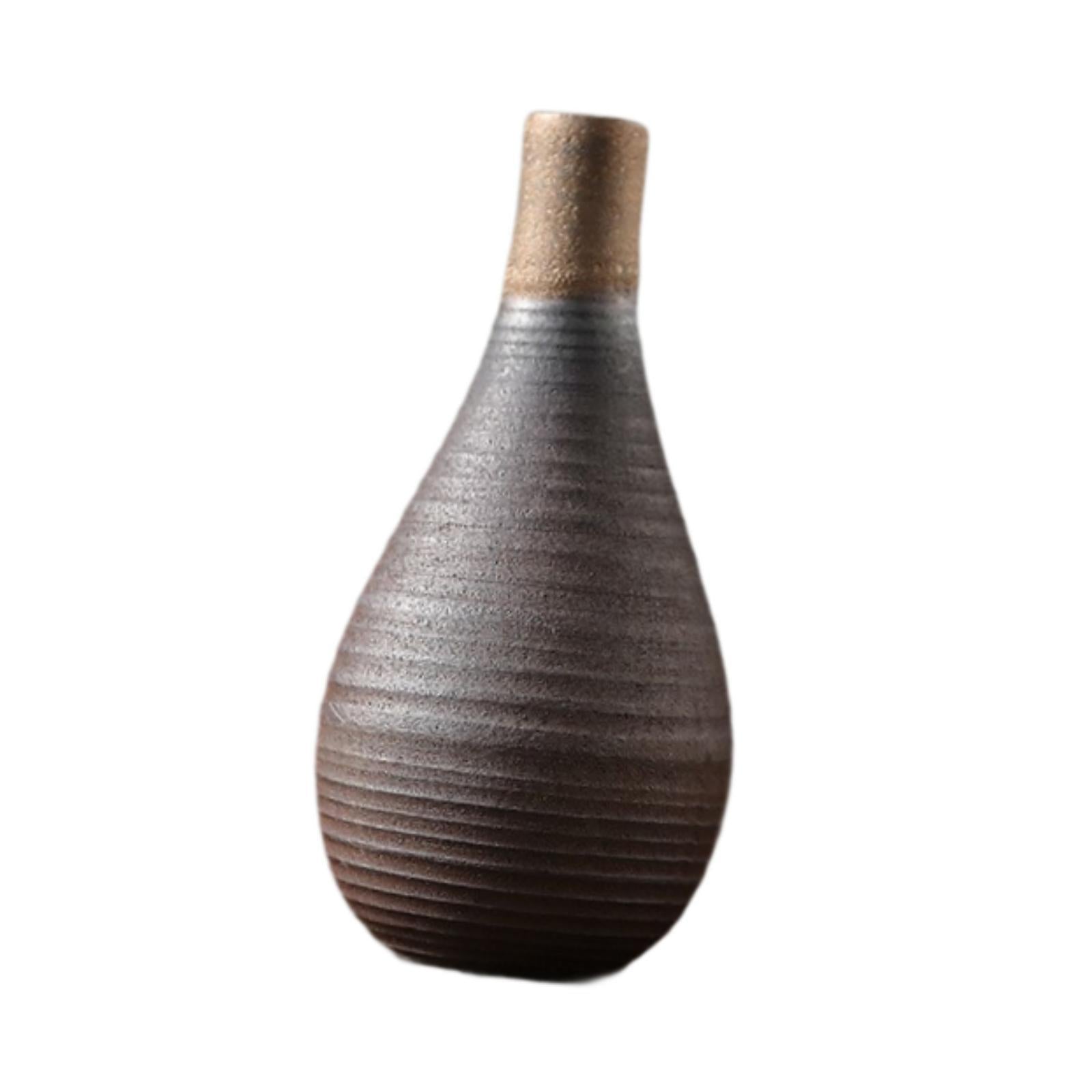 Rustic Ceramic Vase Flowerpot Flower Arrangement for Living Room Table Shelf 6cmx13.2cm