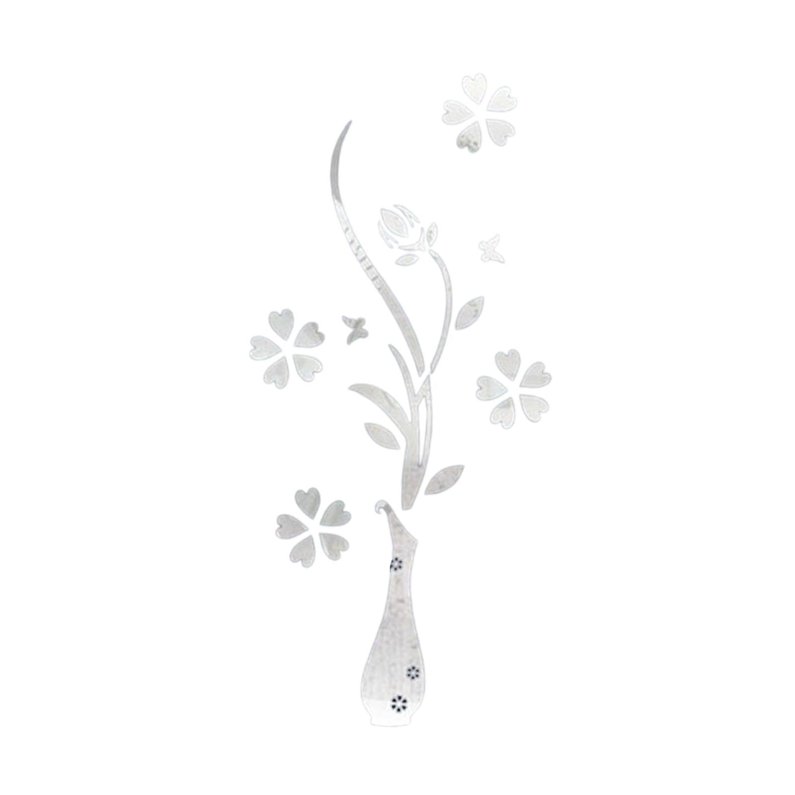 3D Mirror Flower Wall Decal Modern Acrylic Ornament for Office TV Background