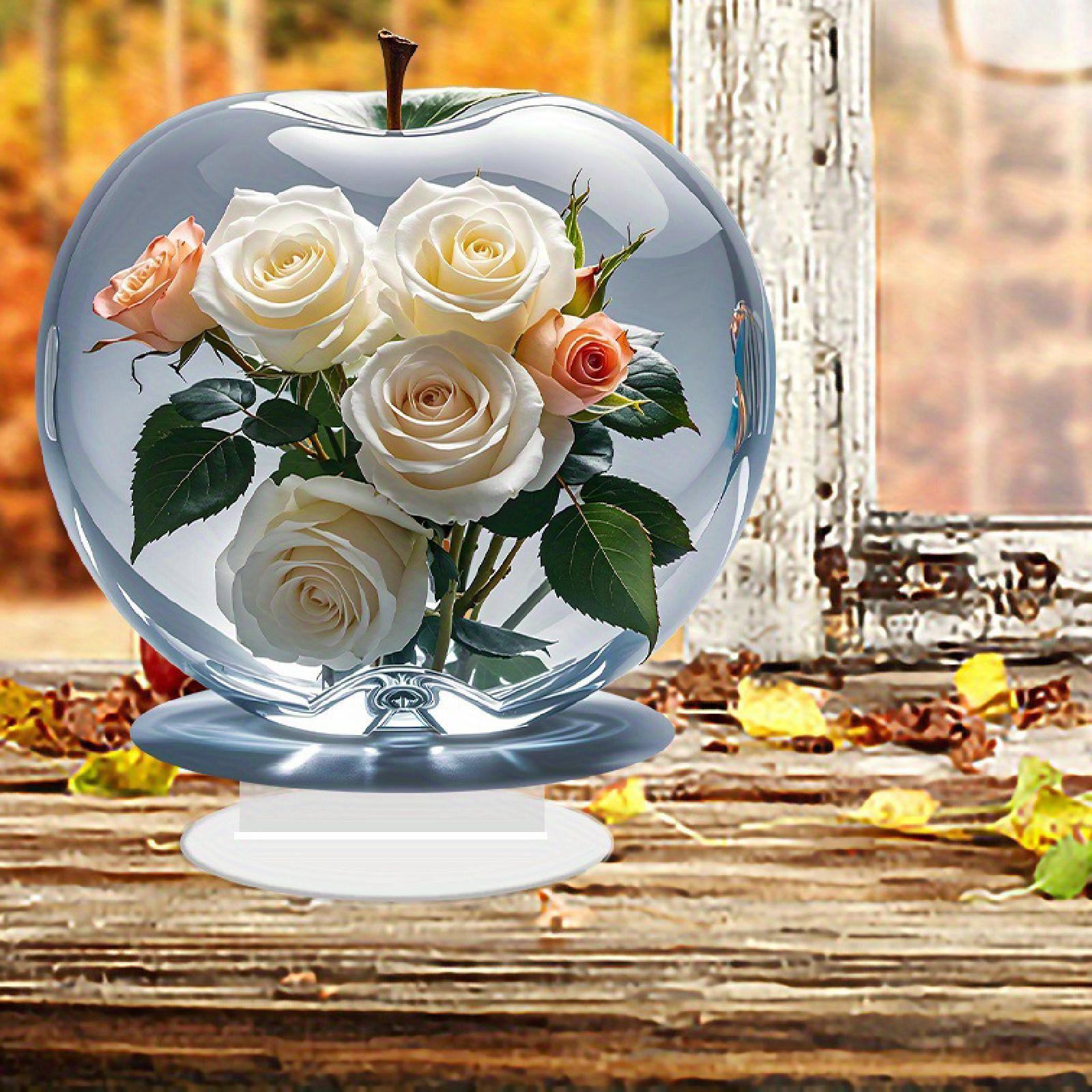 2D Rose Flowers Decoration Artwork Tabletop Ornament for Home Cabinet Office