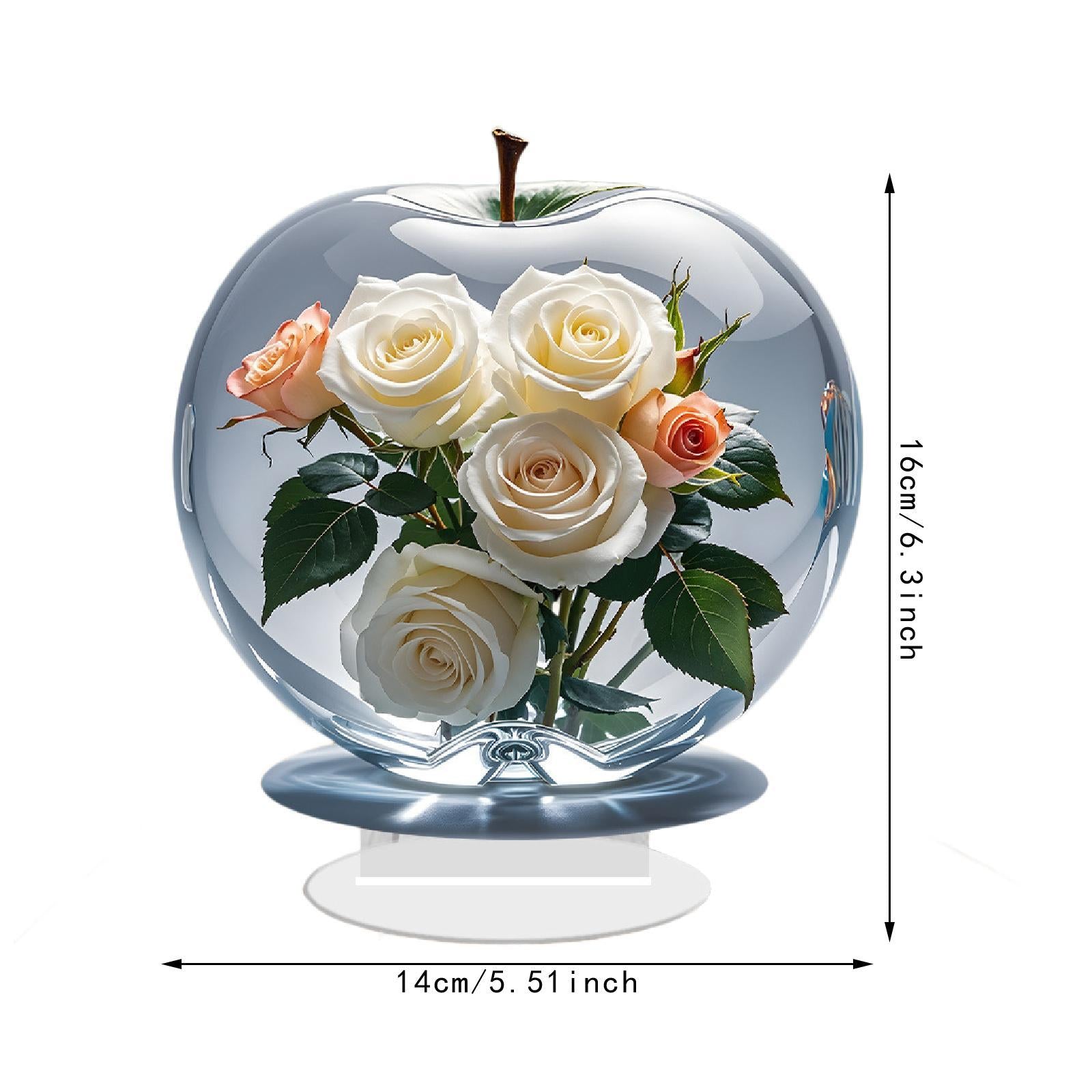 2D Rose Flowers Decoration Artwork Tabletop Ornament for Home Cabinet Office