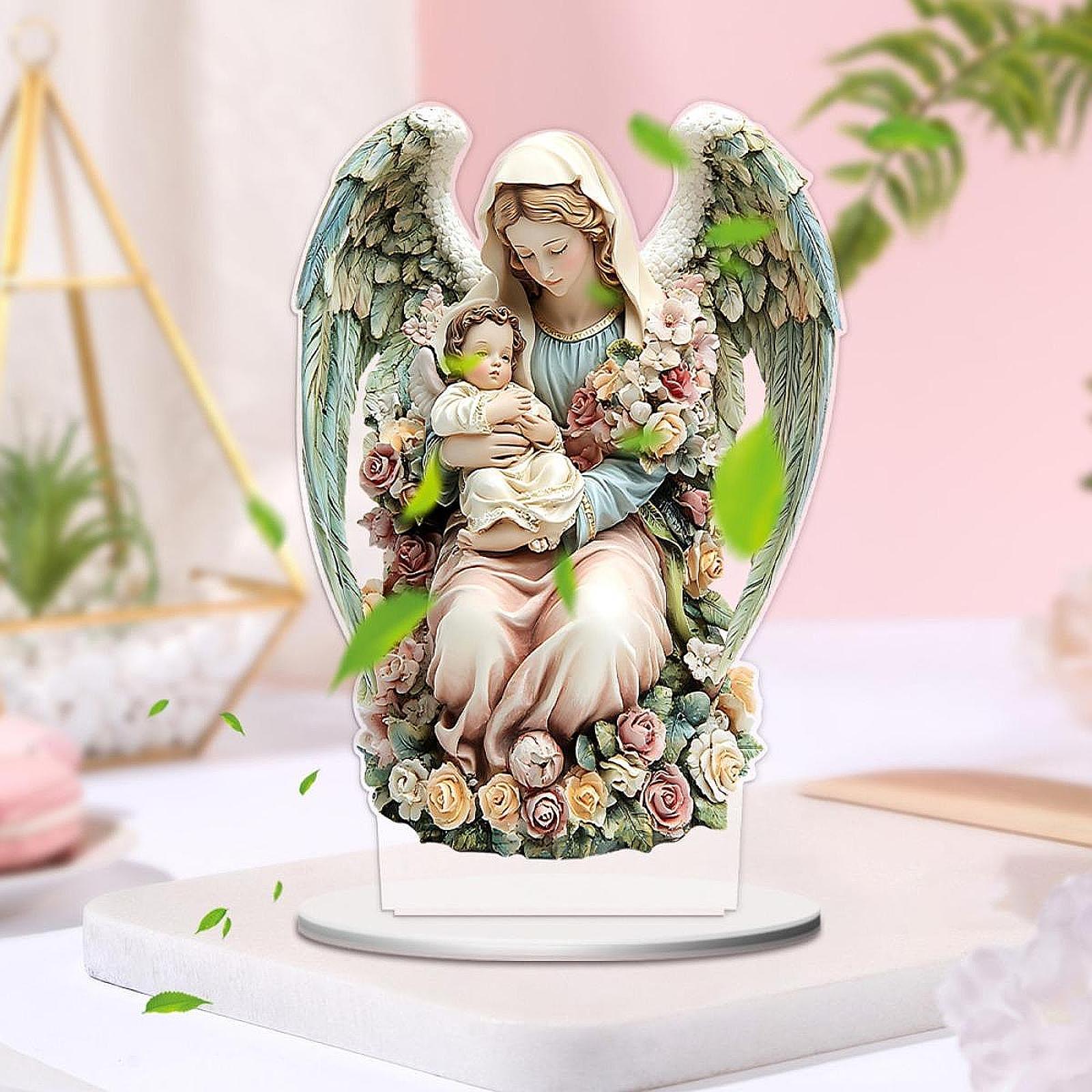 2D Angel Decor Crafts Acrylic Desktop Plaque for Centerpiece Table Bookshelf Style A