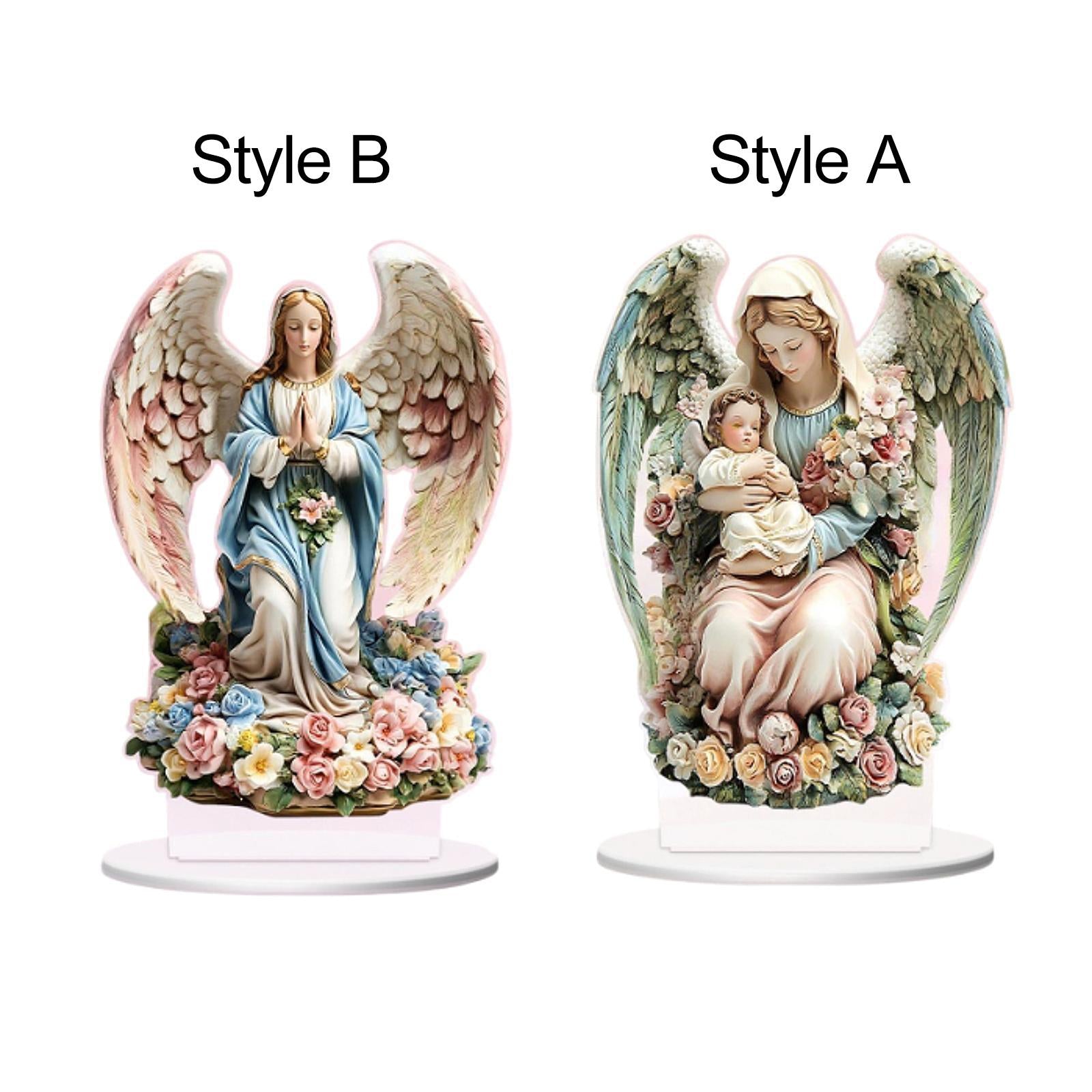 2D Angel Decor Crafts Acrylic Desktop Plaque for Centerpiece Table Bookshelf Style A