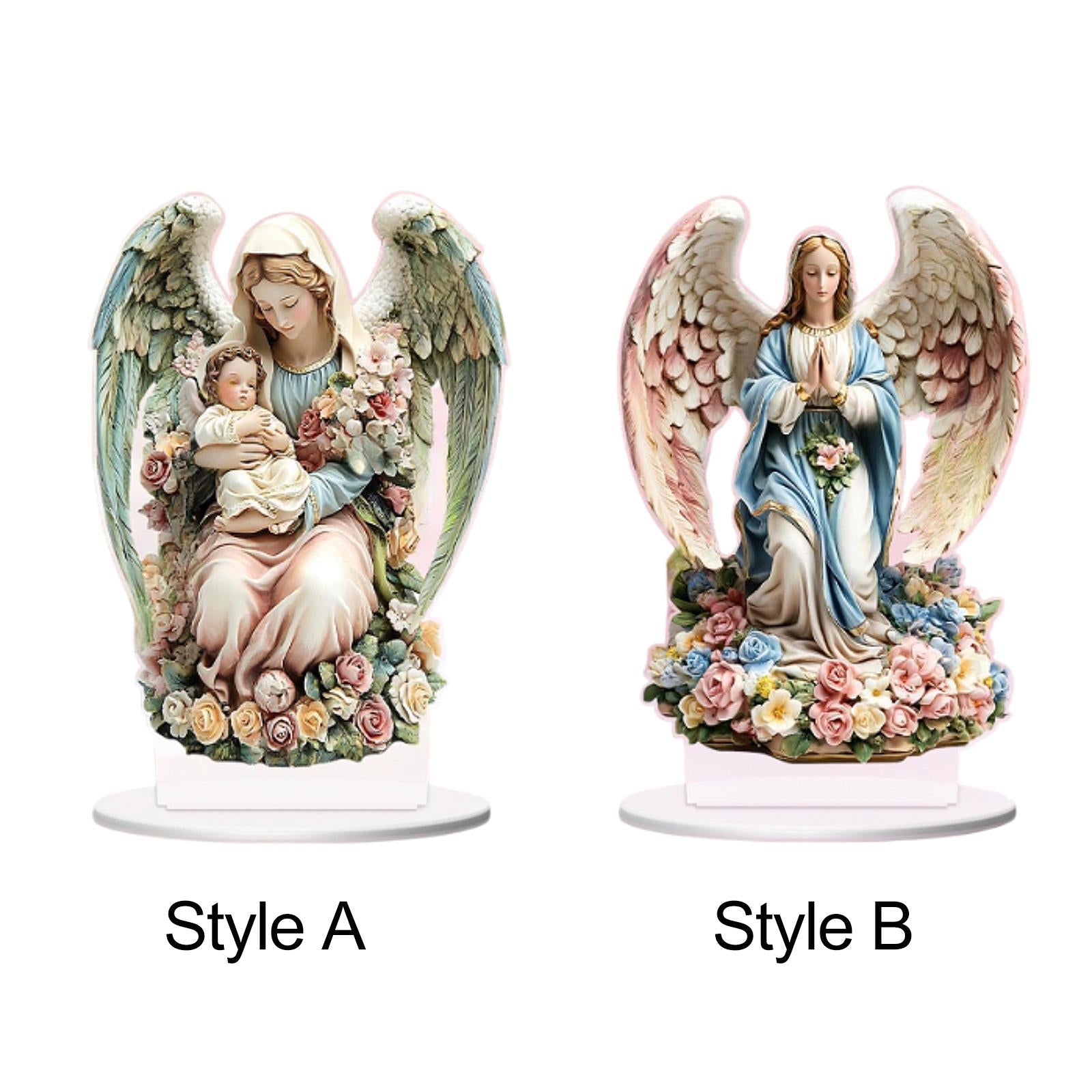 2D Angel Decor Crafts Acrylic Desktop Plaque for Centerpiece Table Bookshelf Style A