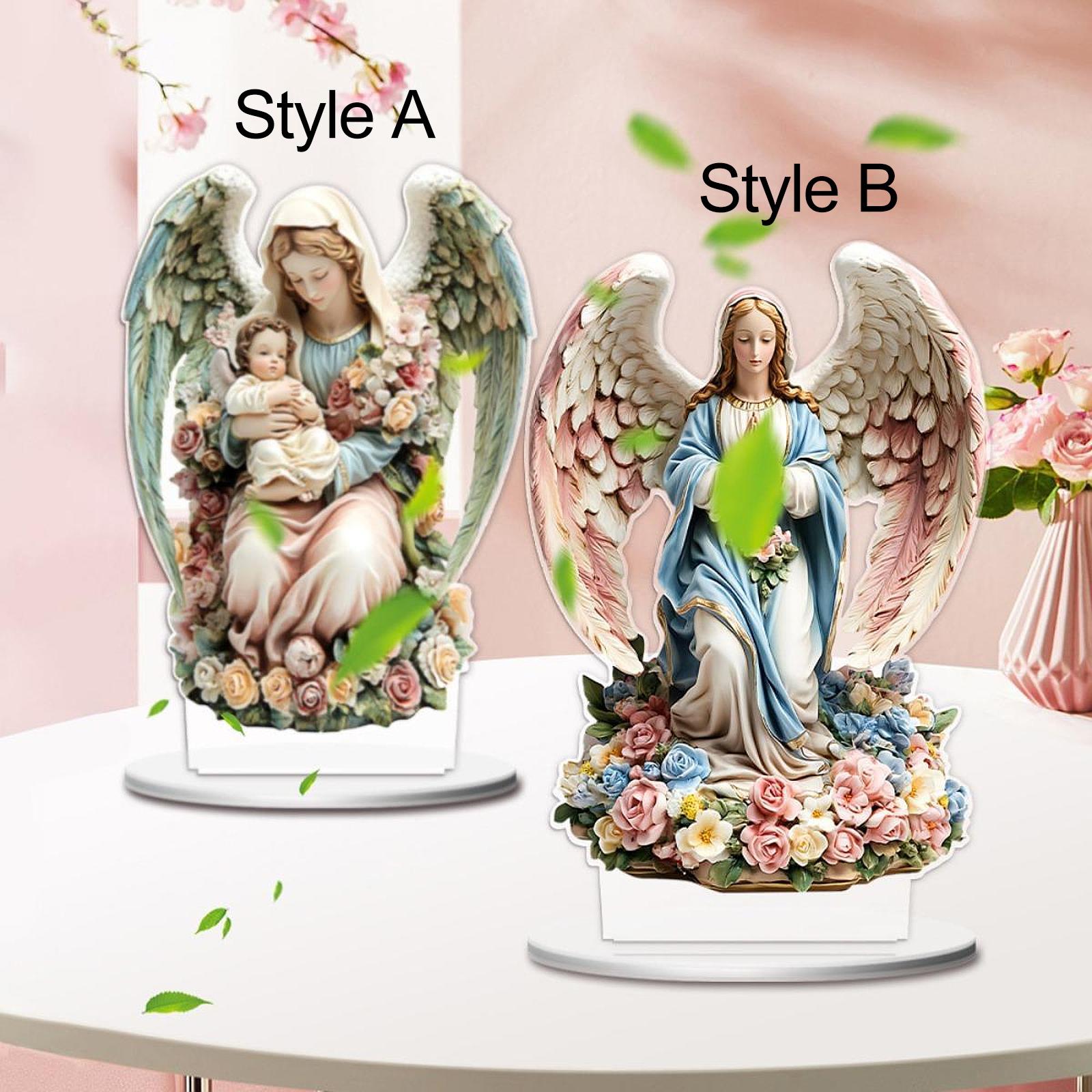 2D Angel Decor Crafts Acrylic Desktop Plaque for Centerpiece Table Bookshelf Style A
