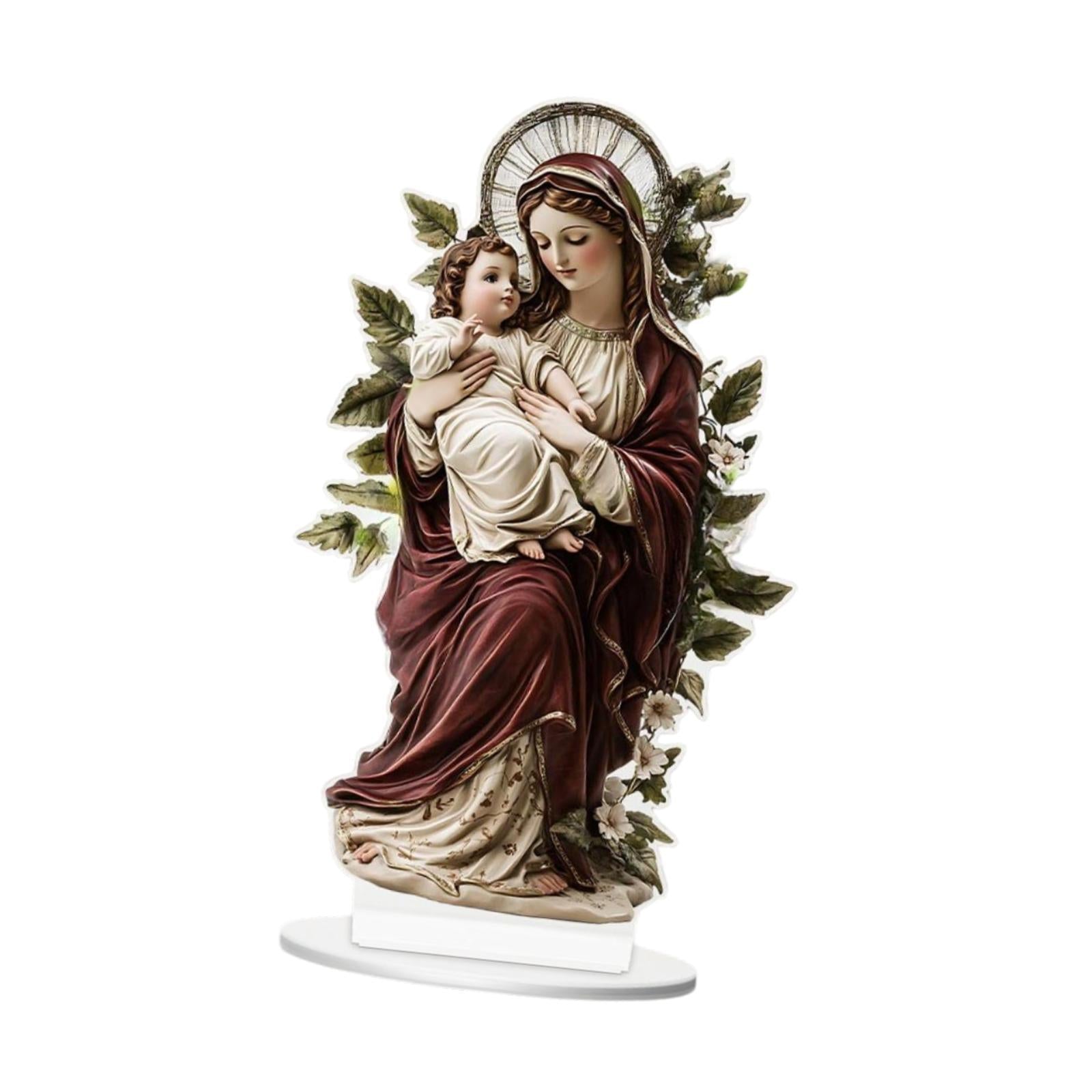 Virgin Mary Holding Jesus Sign Fireplace Gift 2D Flat Acrylic Table Ornament