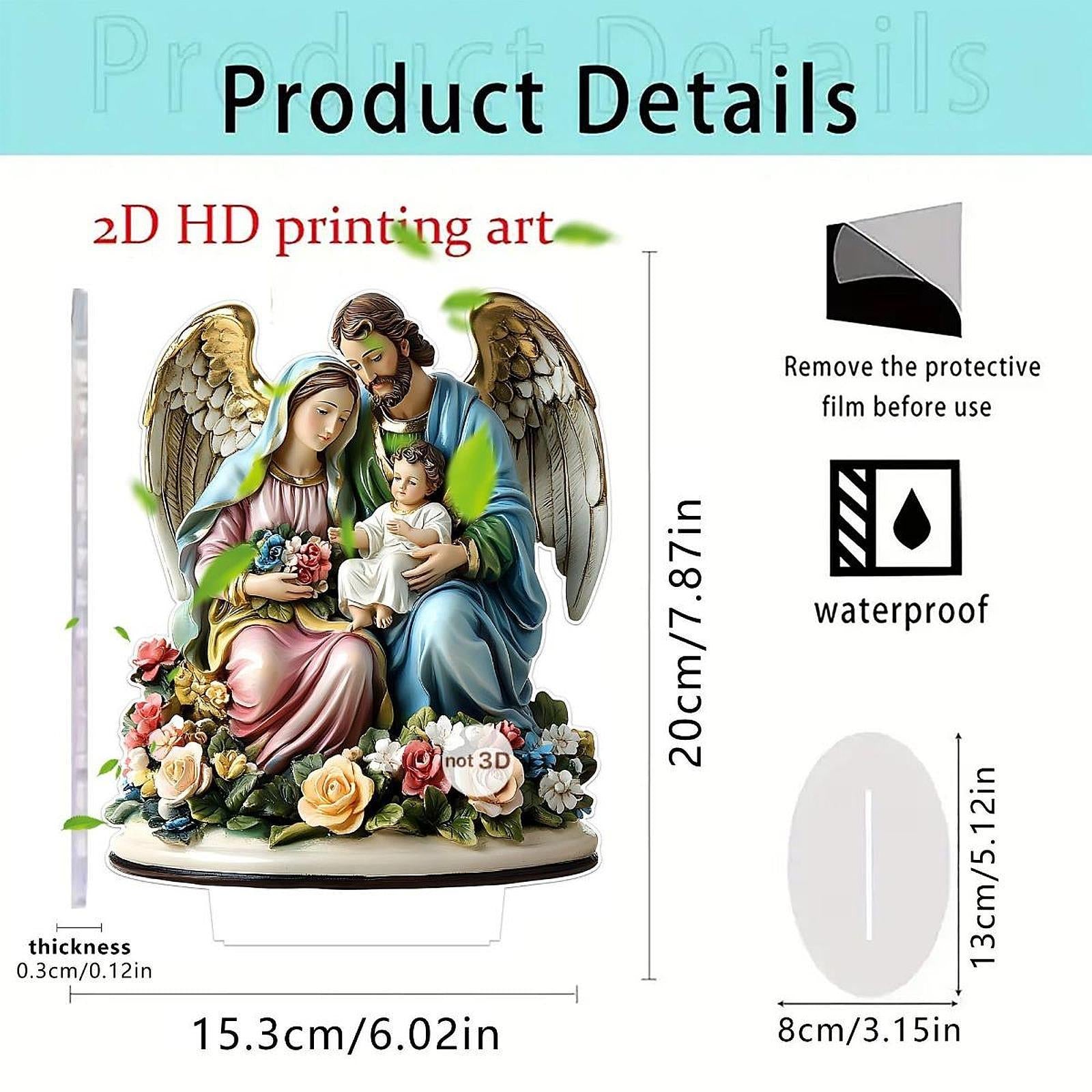 2D Holy Family Decoration Tabletop Ornament for Desk Living Room Dining Room
