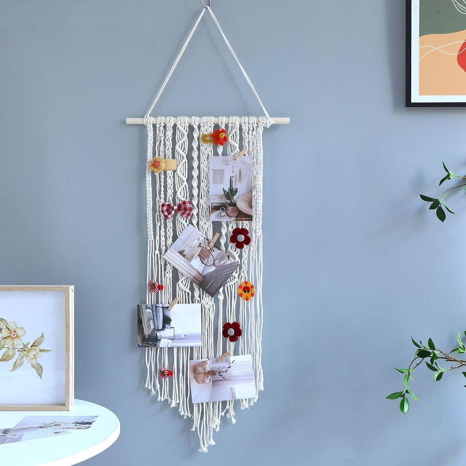 Macrame Bow Holder for Girls Hair Bows Woven Ornament Bow Organizer Tapestry