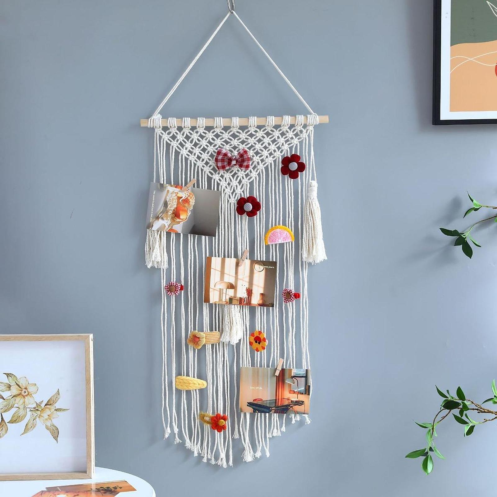 Macrame Bow Holder for Girls Hair Bows Woven Ornament Bow Organizer Tapestry