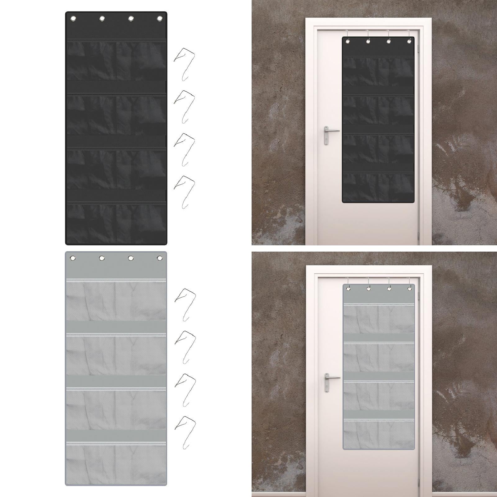 over The Door Organizer Toys Space Saving Dolls 4 Layer for Dorm Wall Closet Black