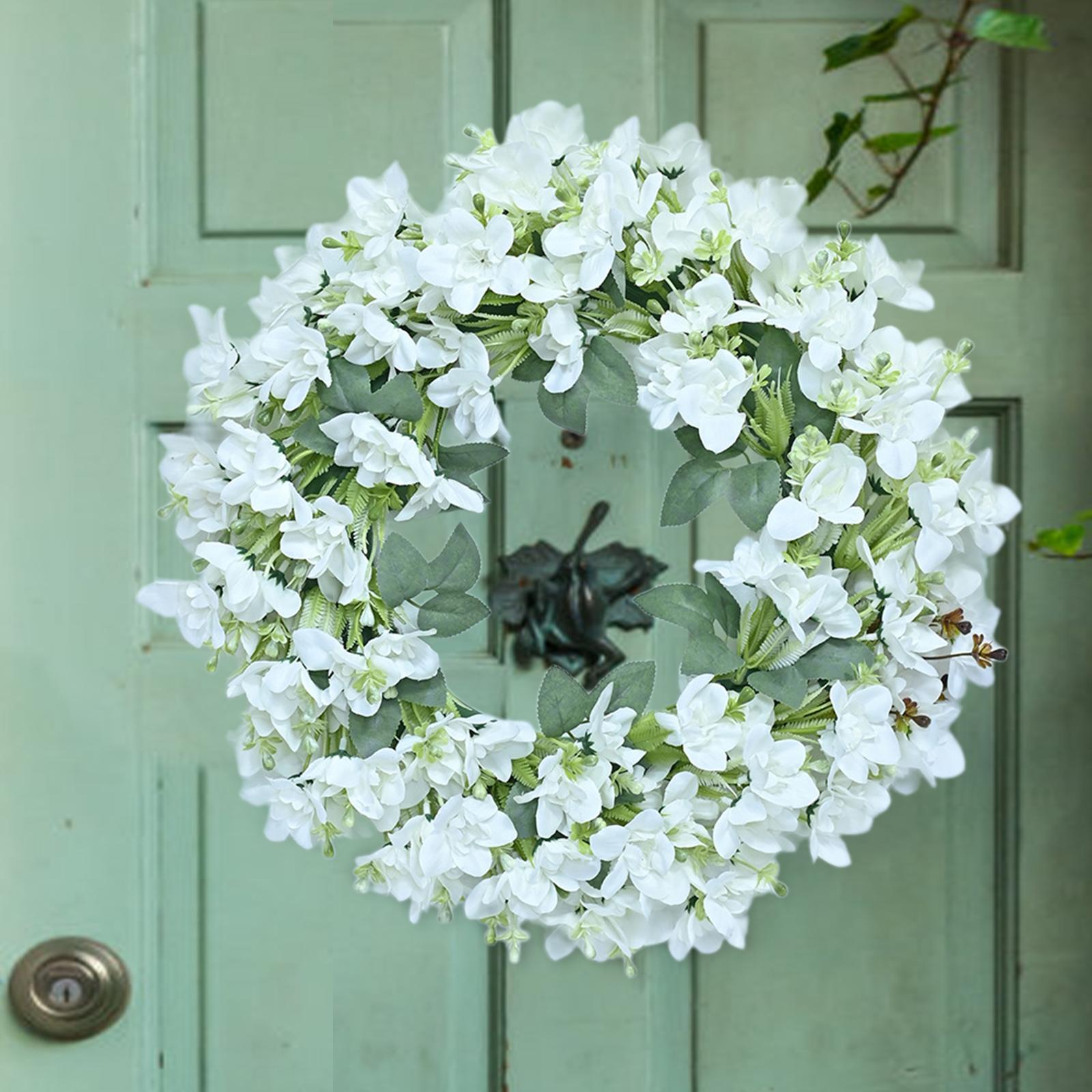 Artificial Wreath Farmhouse Window Home Summer Porch Patio Decorative white