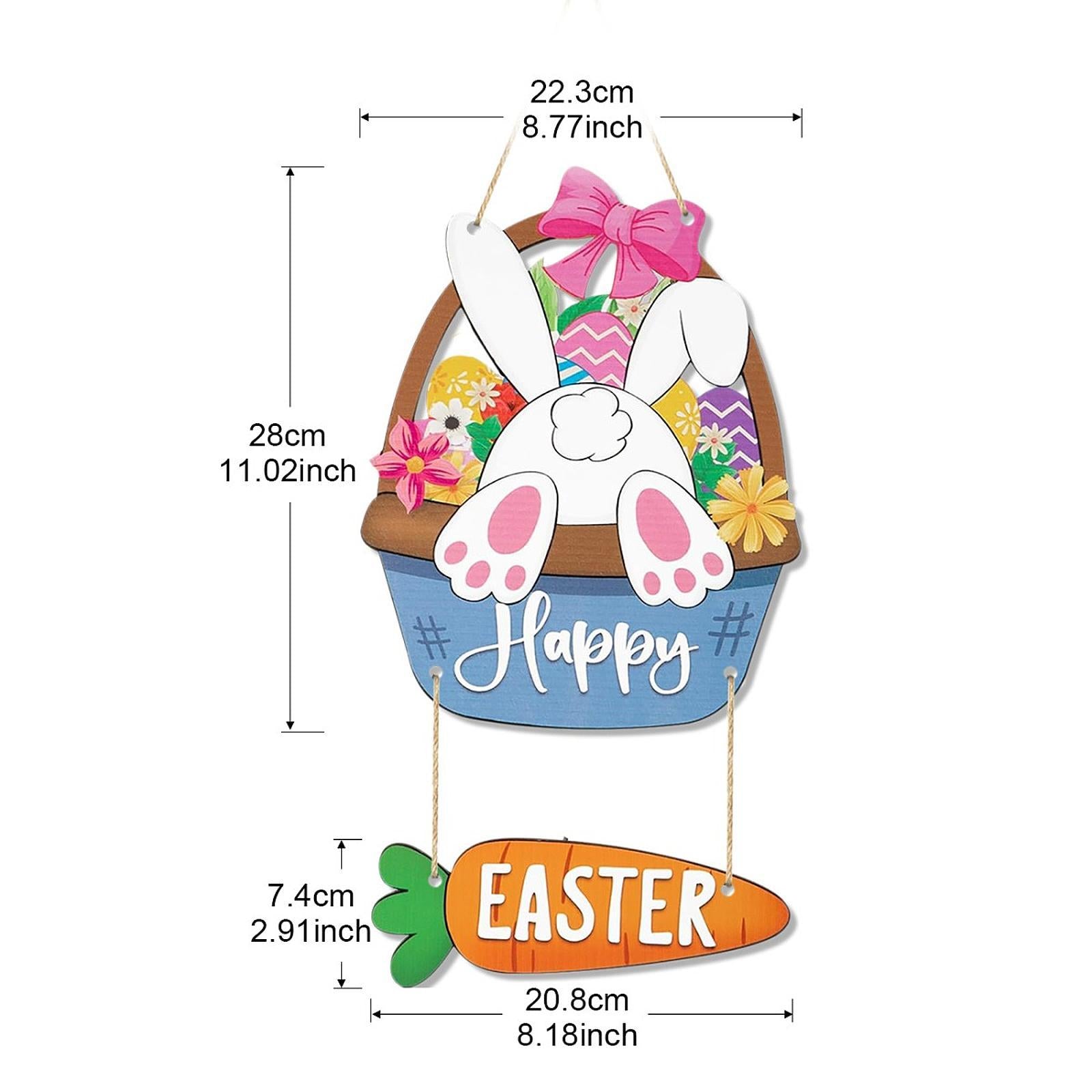 Happy Easter Hanging Door Sign Bunny Decor for Window Party Coffee Shop