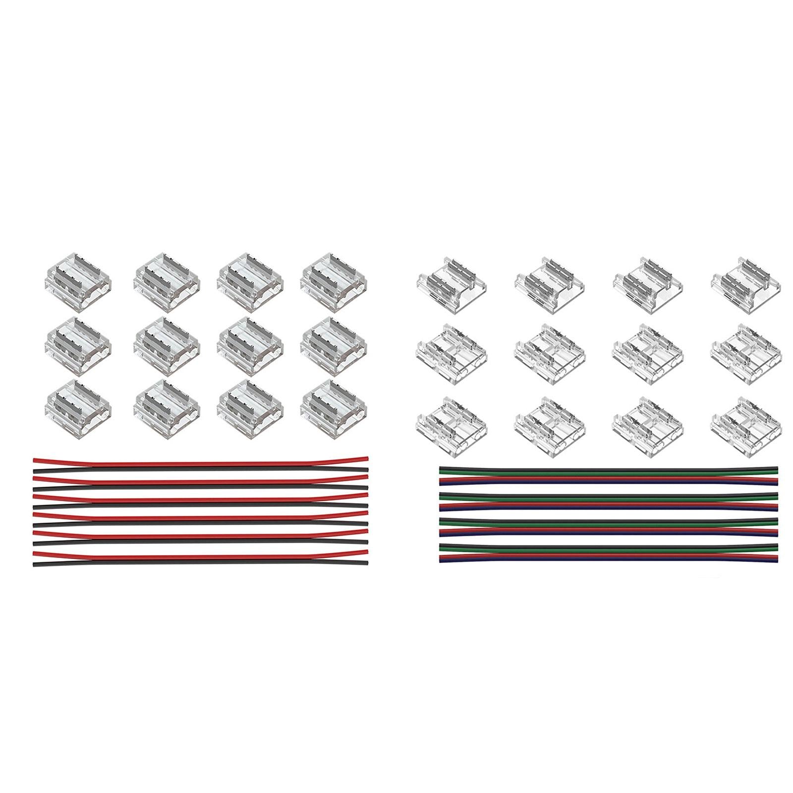 12 Pieces Connectors with 6 Wires Set for 2 Pins 10mm LED Strips