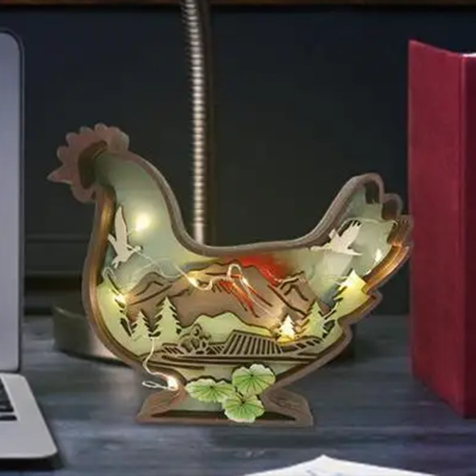 Chicken Statue Crafts Decorative Desk Ornament for Countertop Office Walkway