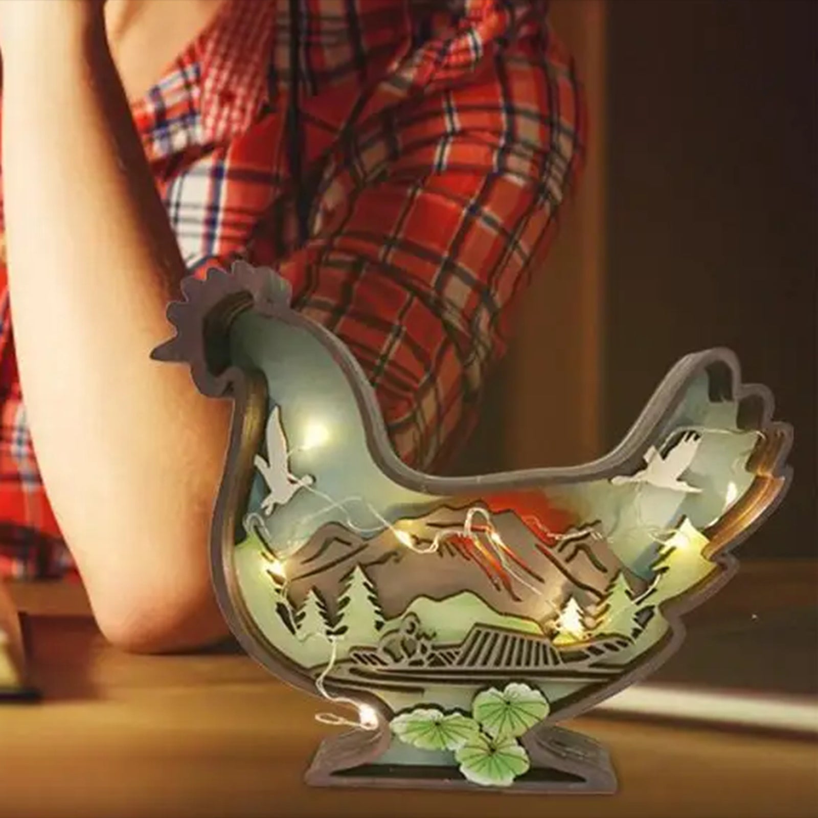 Chicken Statue Crafts Decorative Desk Ornament for Countertop Office Walkway