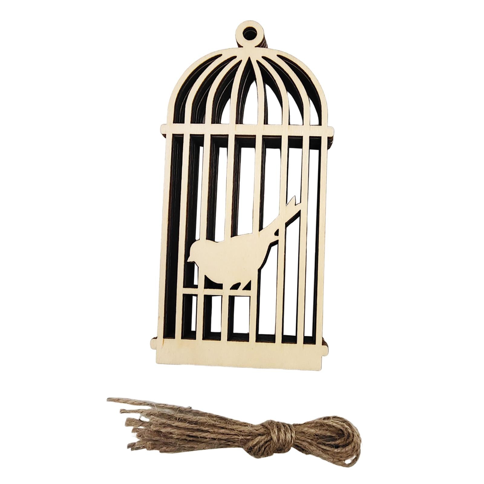 Wooden Bird Cage Sign Decoration Hollow Carving for Farmhouse Porch Backyard