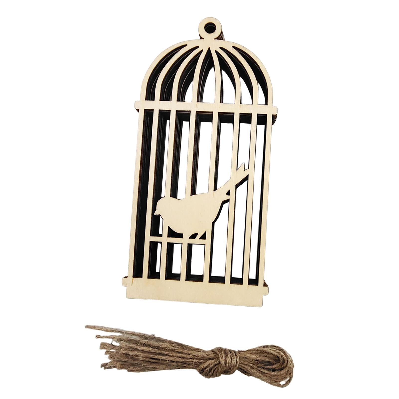 Wooden Bird Cage Sign Decoration Hollow Carving for Farmhouse Porch Backyard