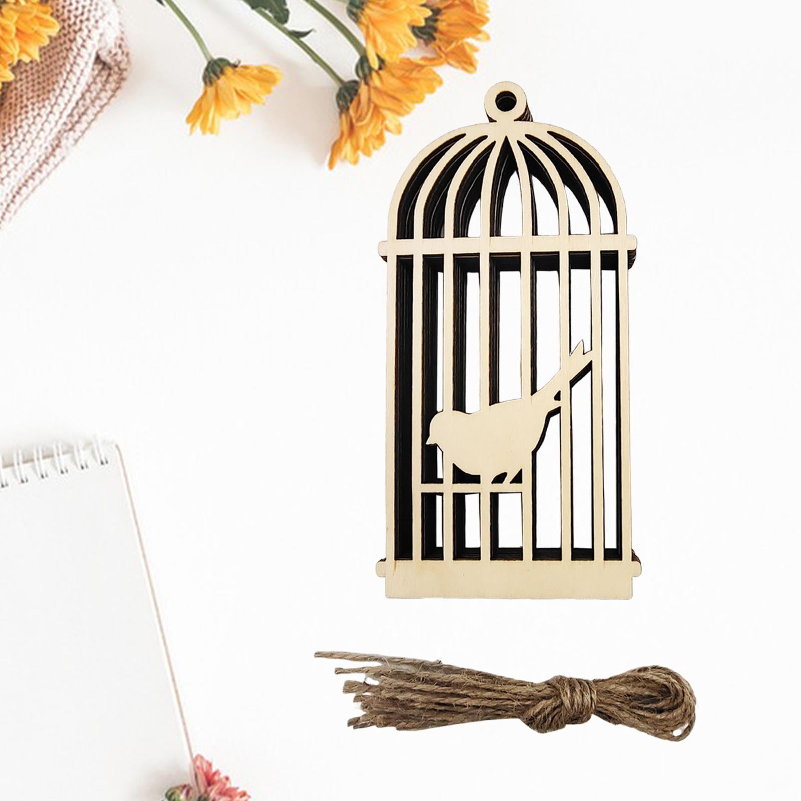 Wooden Bird Cage Sign Decoration Hollow Carving for Farmhouse Porch Backyard
