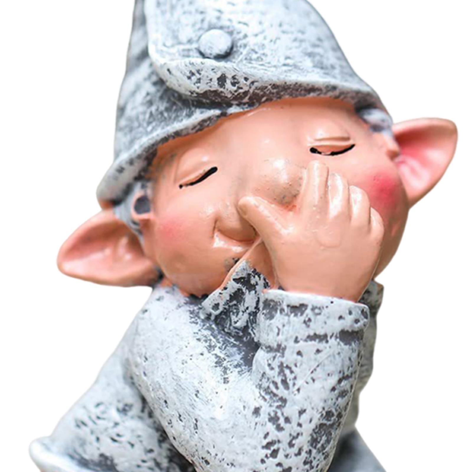 Funny Garden Dwarf Figurine Lawn Ornament for Porch Balcony Lightweight Cute Style A