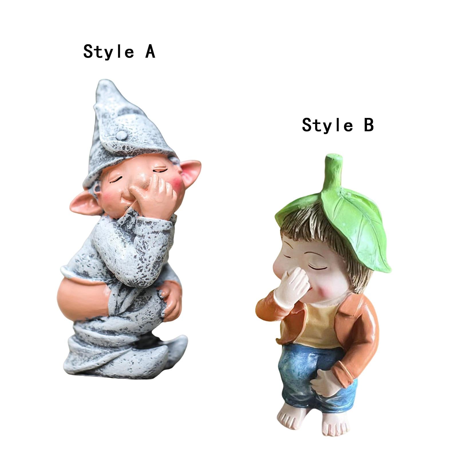 Funny Garden Dwarf Figurine Lawn Ornament for Porch Balcony Lightweight Cute Style A