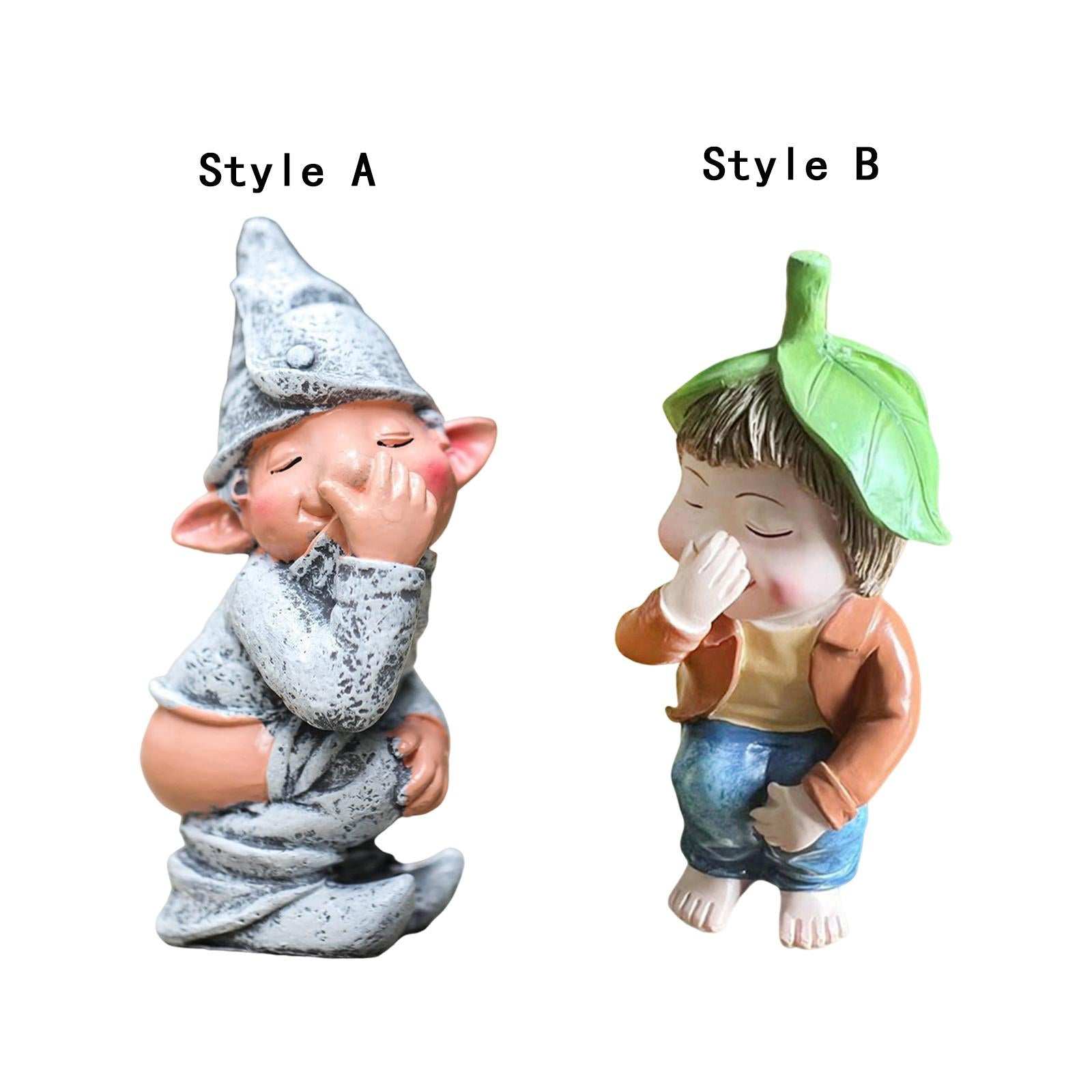 Funny Garden Dwarf Figurine Lawn Ornament for Porch Balcony Lightweight Cute Style A