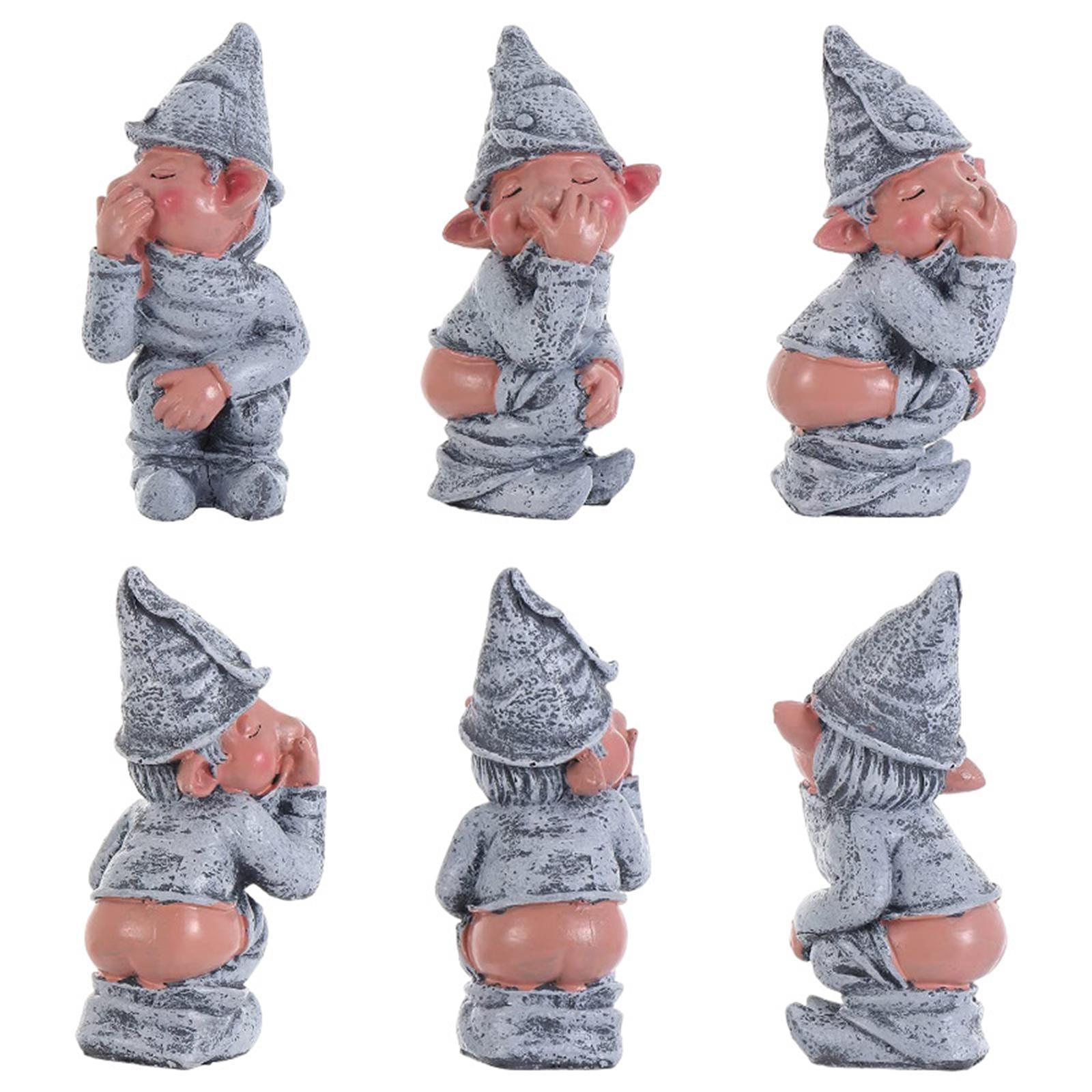 Funny Garden Dwarf Figurine Lawn Ornament for Porch Balcony Lightweight Cute Style A
