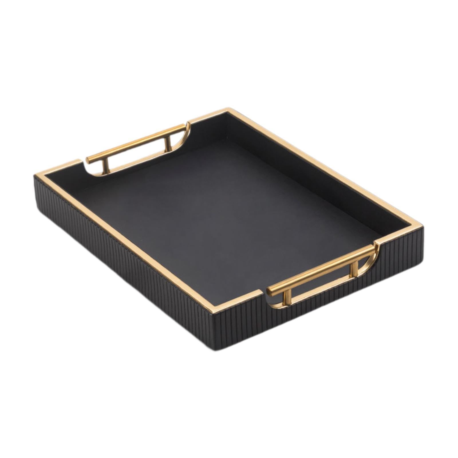 Food Tray Storage Tray with Metal Handles Rectangular for Sundries Cosmetics